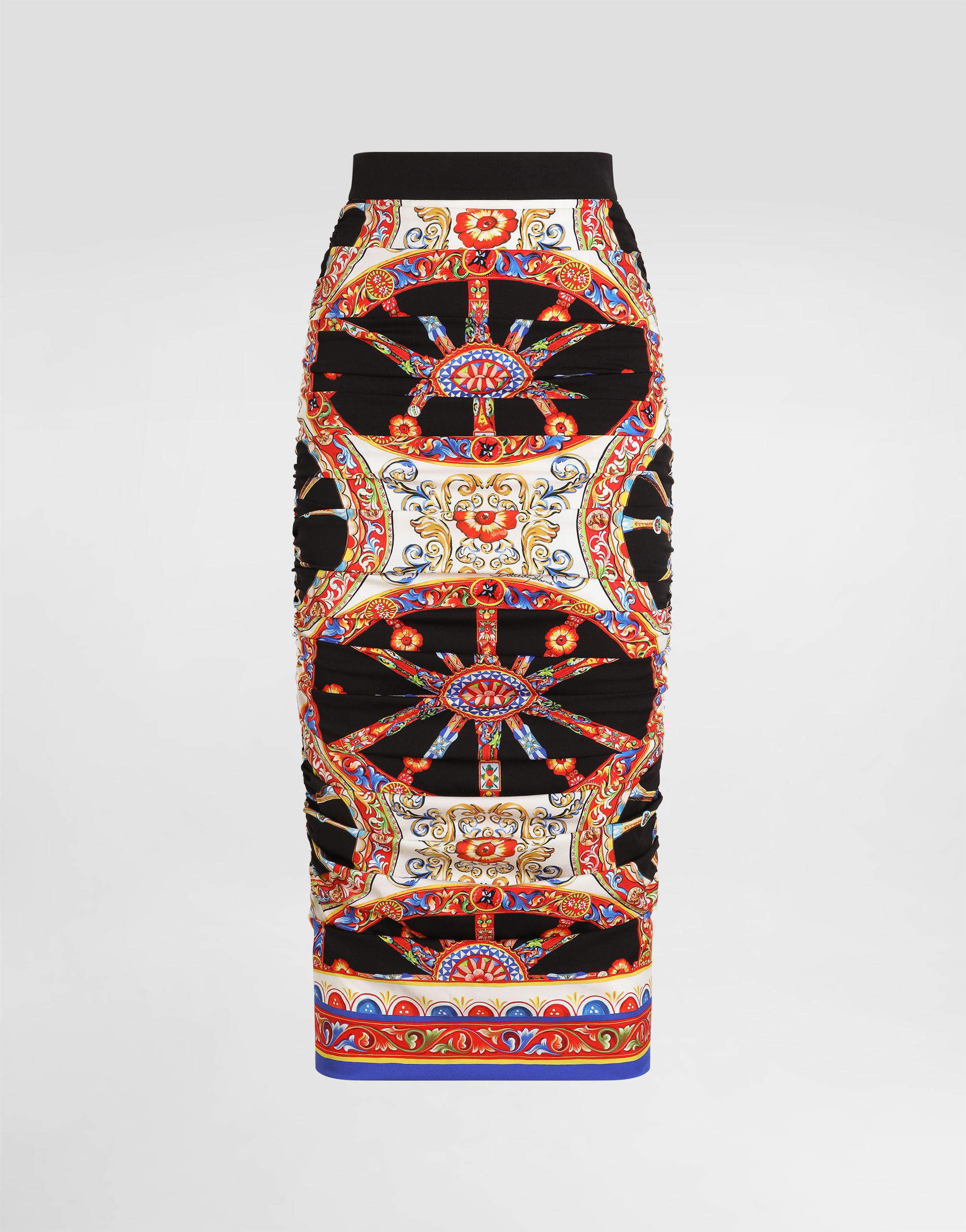 Carretto-print charmeuse midi skirt in Multicolor for Women