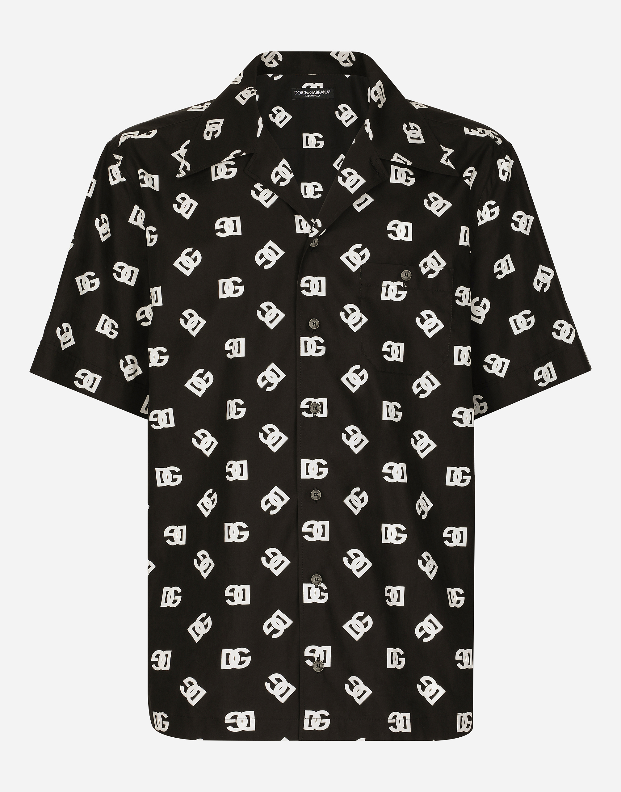 Dolce & Gabbana Cotton Hawaiian Shirt With Dg Monogram Print In Multicolor