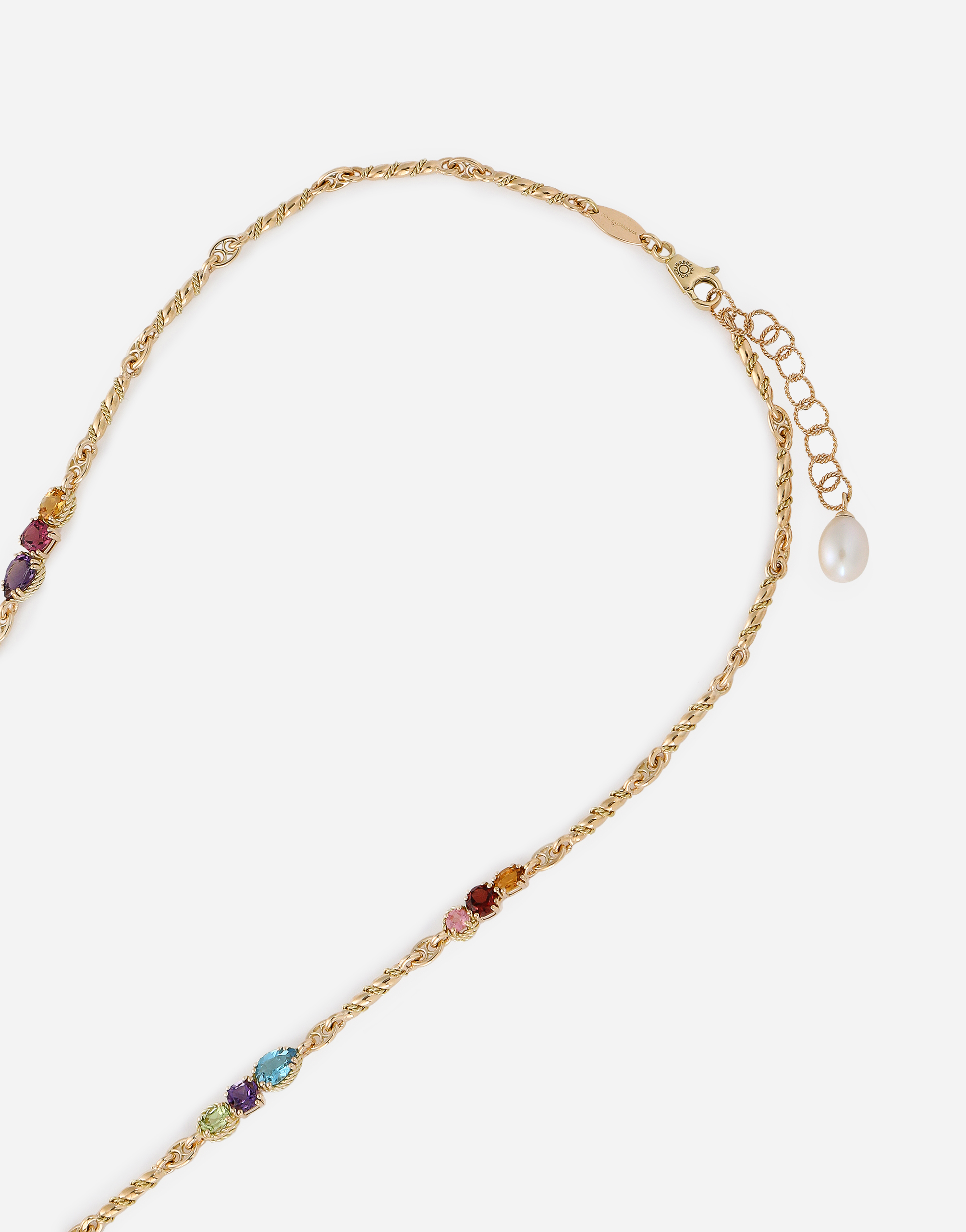 DOLCE & GABBANA 18KT YELLOW GOLD NECKLACE WITH MULTICOLORED FINE GEMSTONES