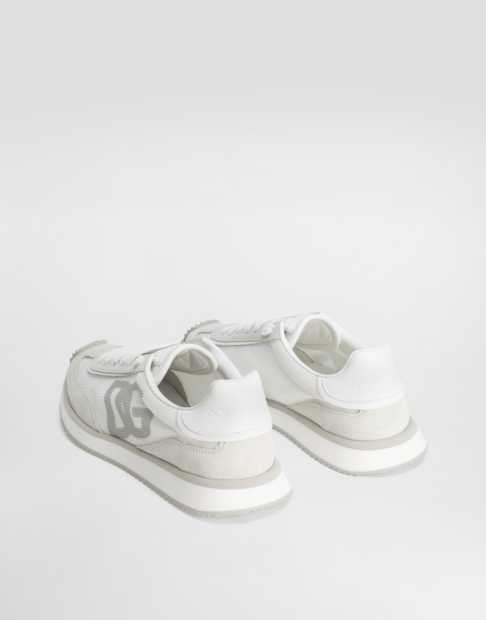 Shop Dolce & Gabbana Mixed-material Dg Cushion Sneakers In Bianco