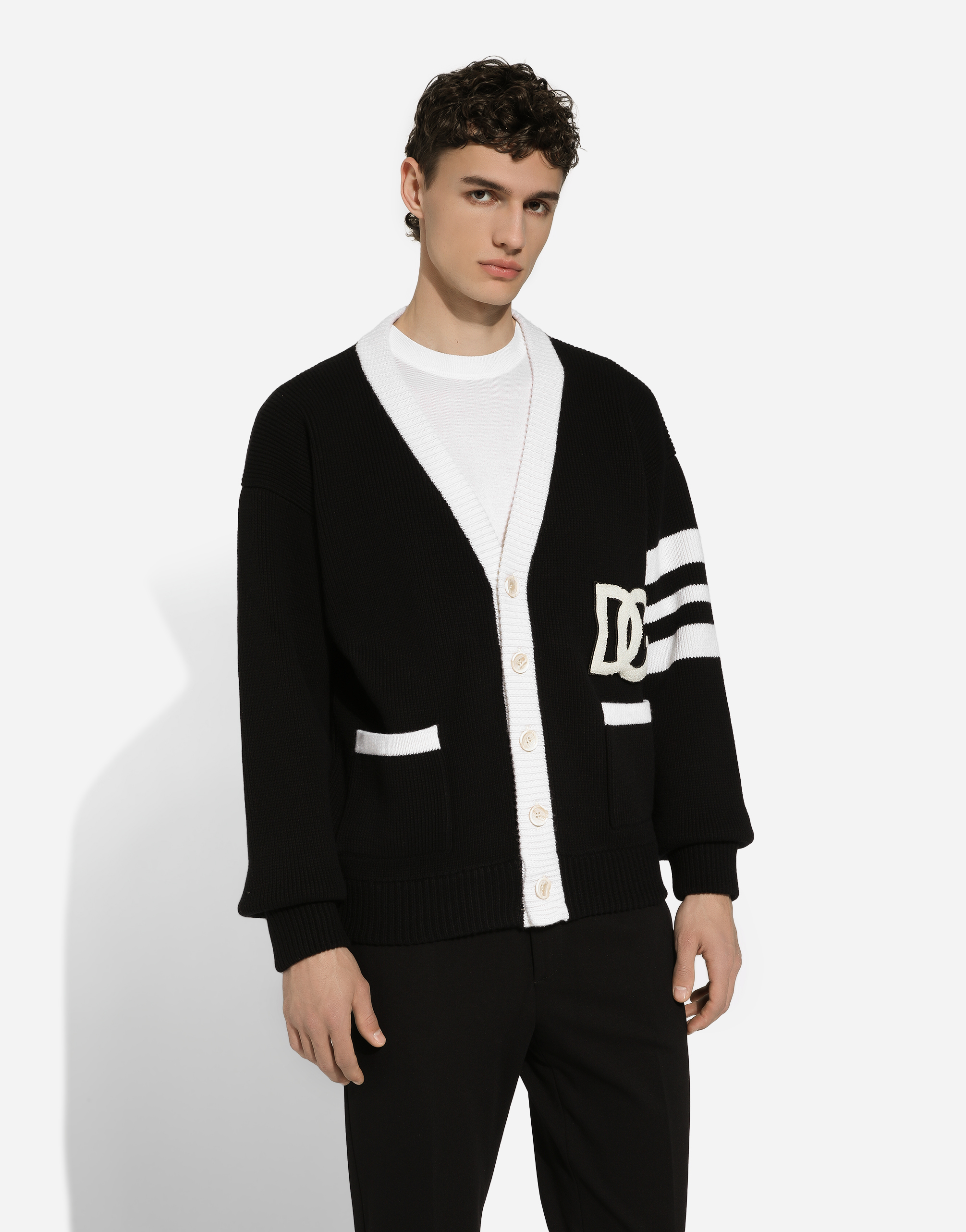 Dolce & Gabbana Man Cardigan Black Size Xl Virgin Wool, Wool, Acrylic, Polyester In Black