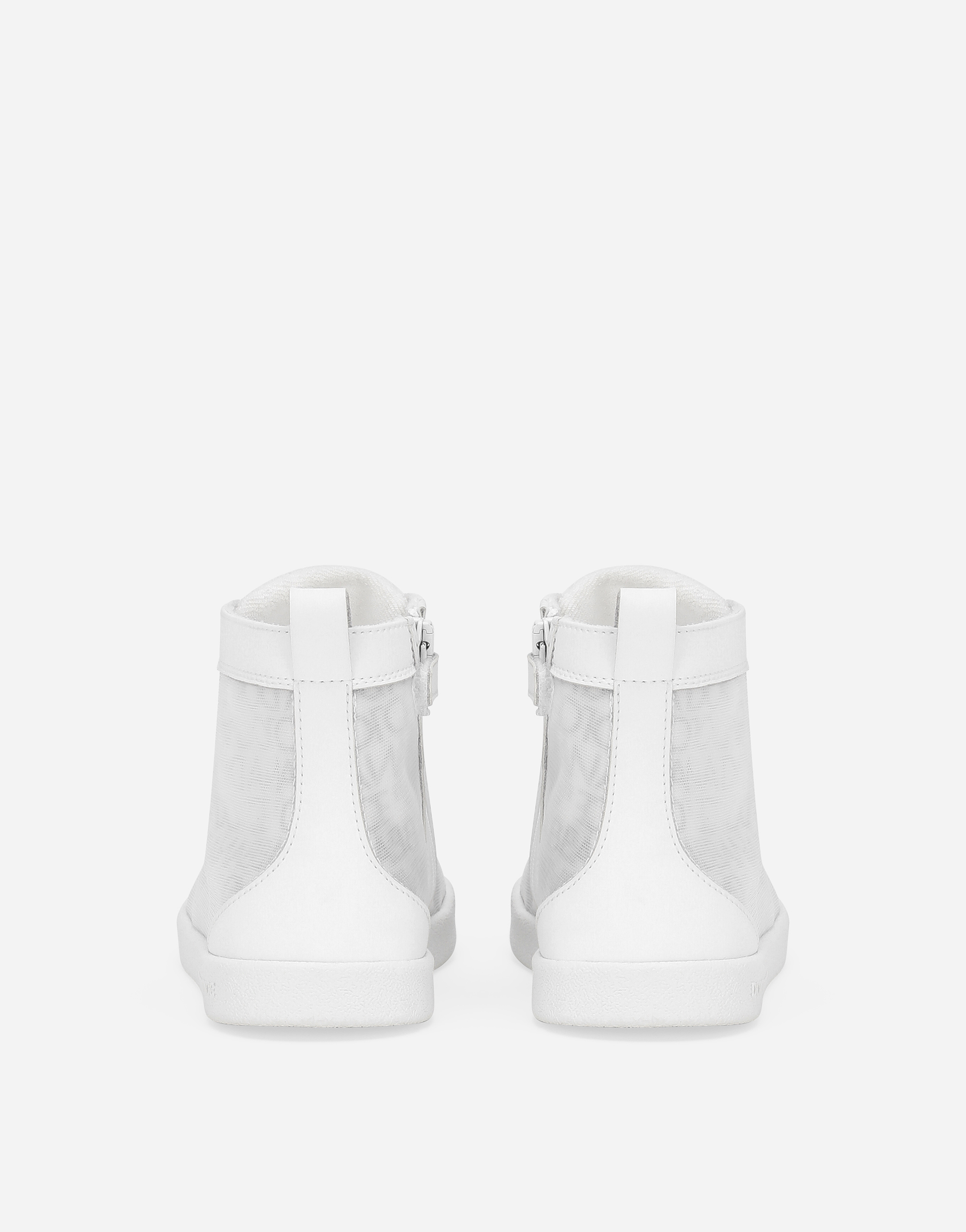 Dolce & Gabbana Mesh High-top Sneakers With Dolce&gabbana Logo Print In White