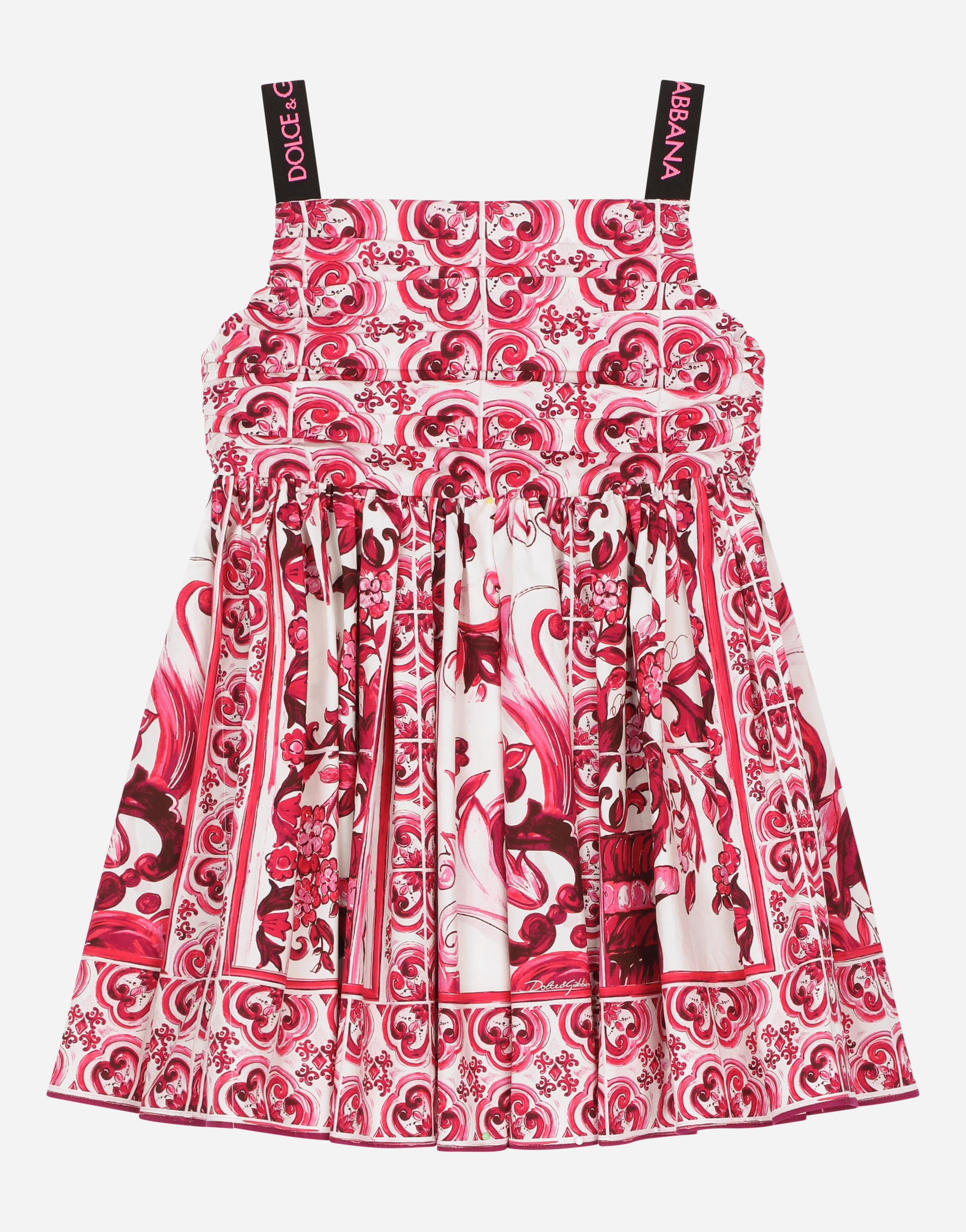 Shop Dolce & Gabbana Short Majolica-print Poplin Dress In Multicolor