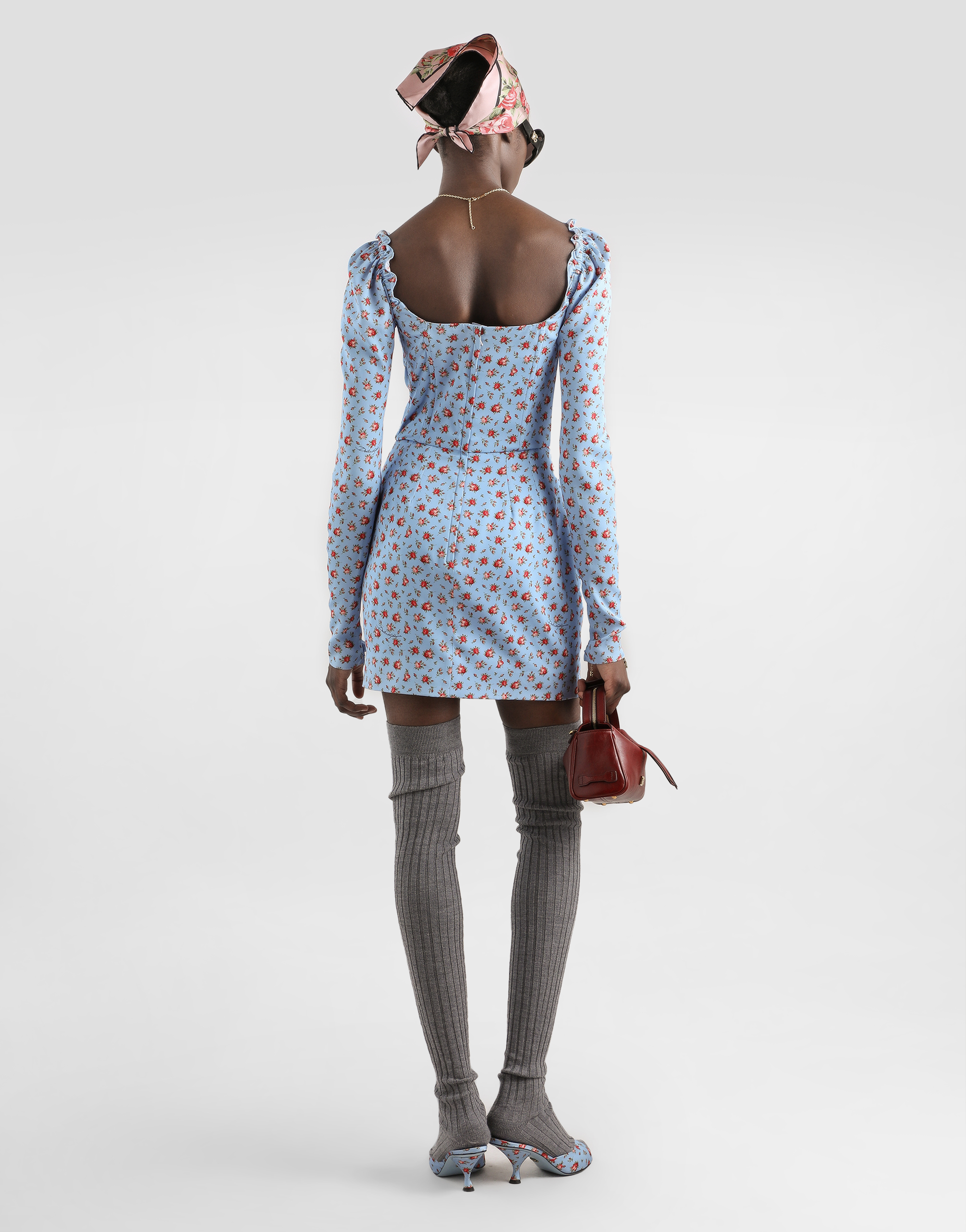 Dolce & Gabbana Dolce  Gabbana Floral Printed Mini Dress In Blue