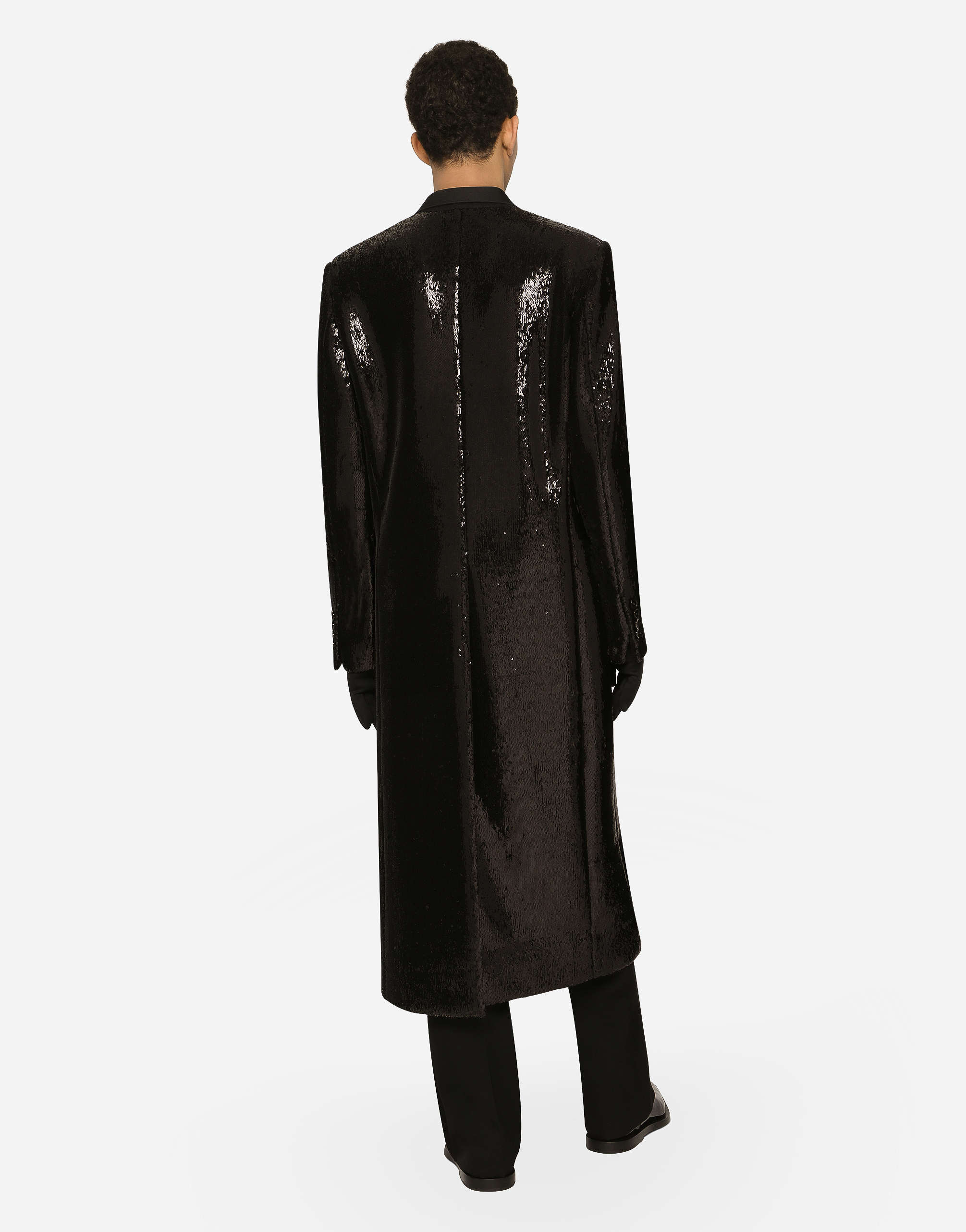  Dolce & Gabbana Sequined Double-breasted Coat - Man Coats And Jackets Black Scuba 44 
