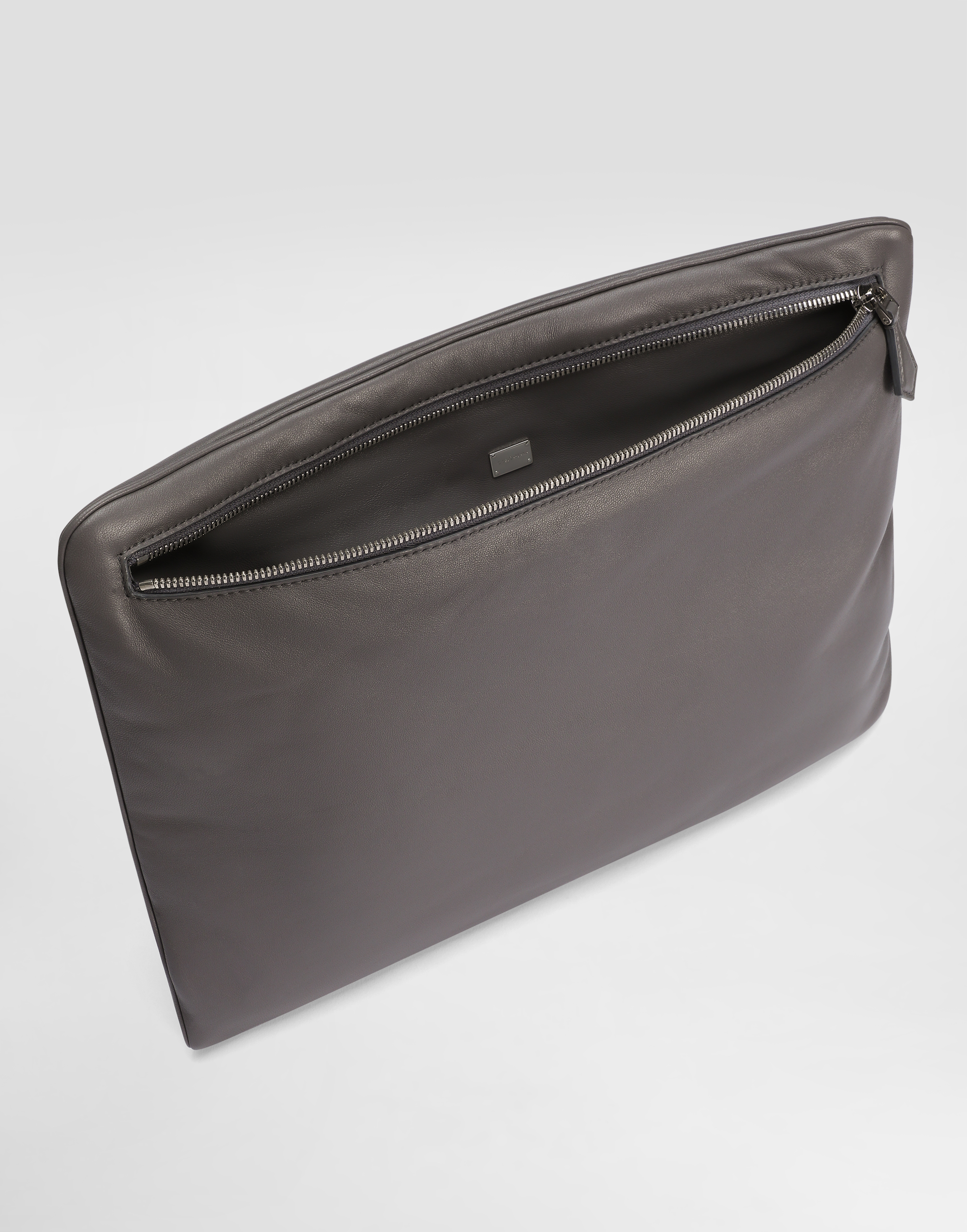 Dolce & Gabbana Calfskin Nappa Leather Pouch In Grey