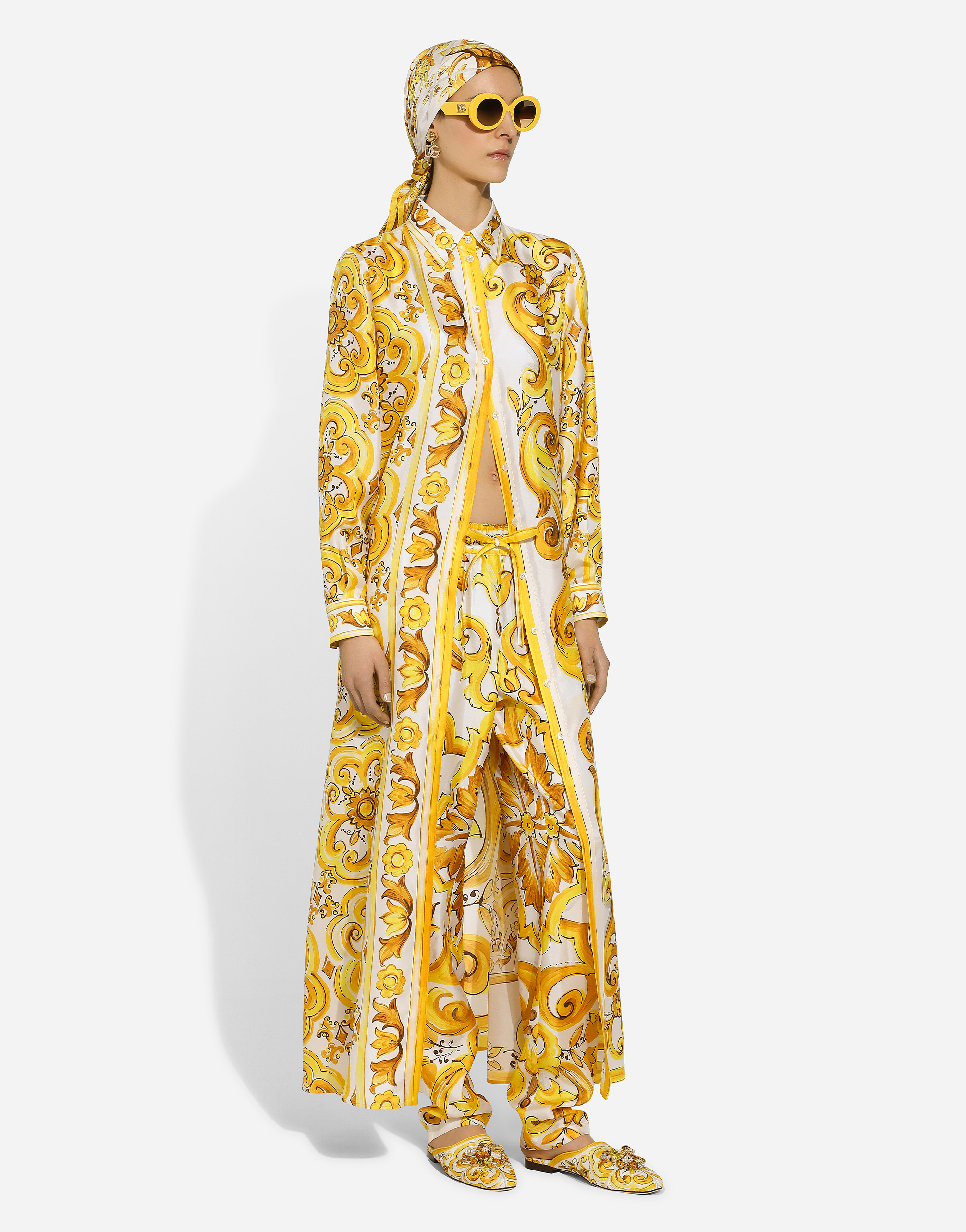 Dolce & Gabbana Silk Twill Pants In Print