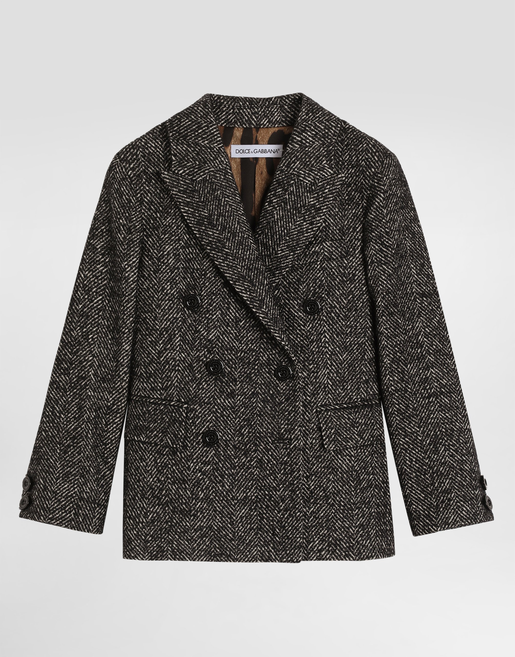 Double-breasted jacket wool blend chevron