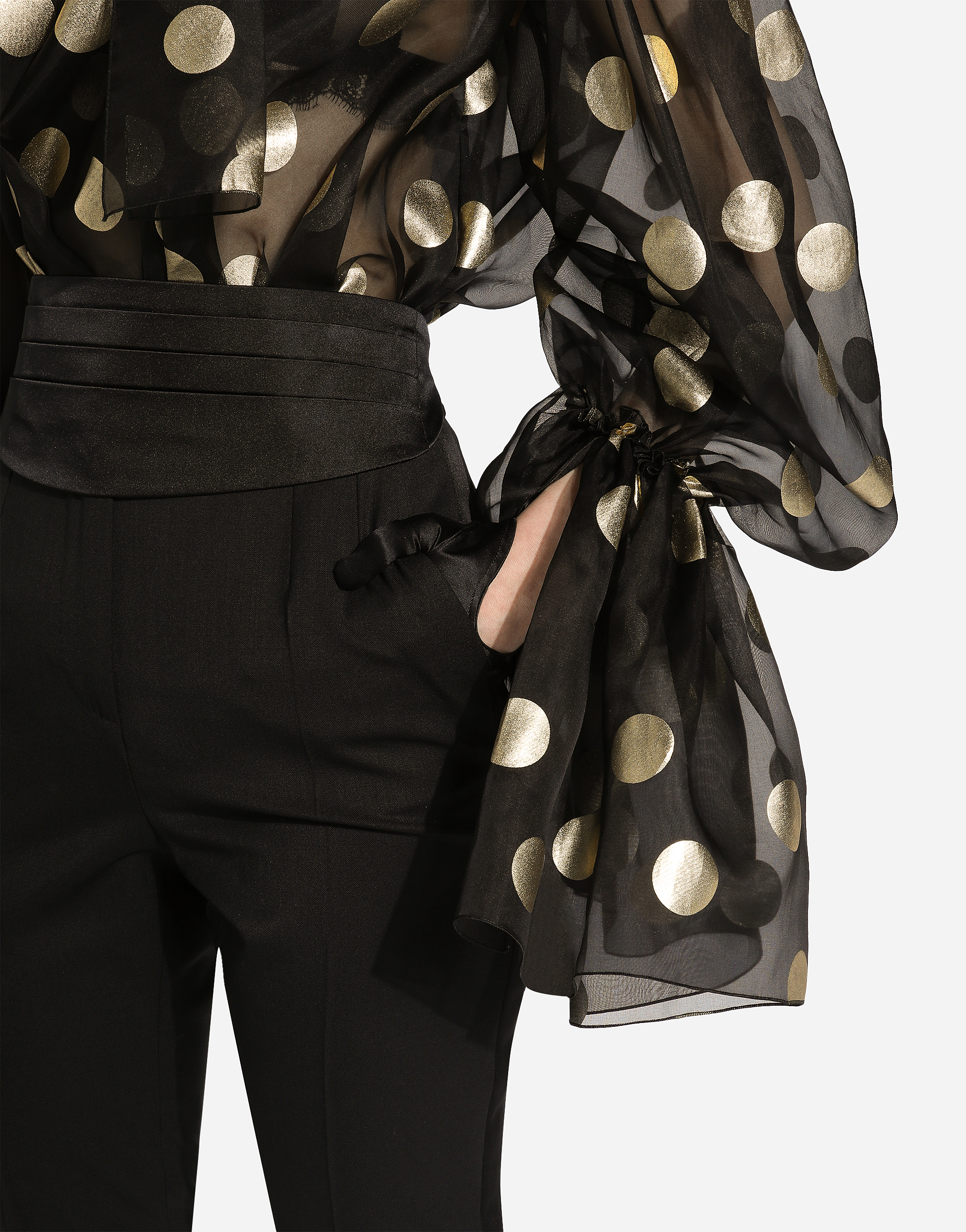 Dolce & Gabbana Silk Organza Lamé Polka Dot Blouse In Print