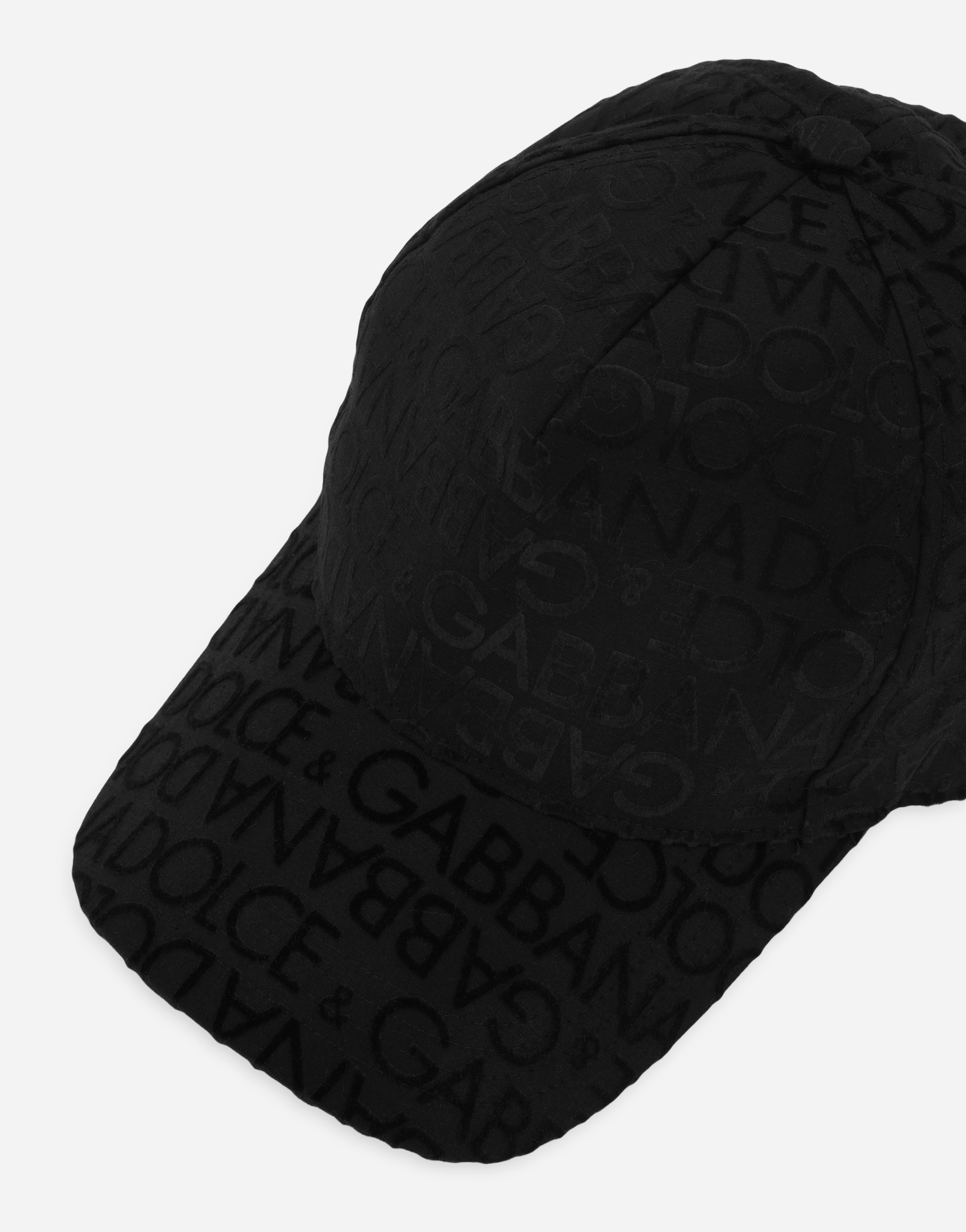 DOLCE & GABBANA COTTON BASEBALL CAP WITH FLOCKED LOGO