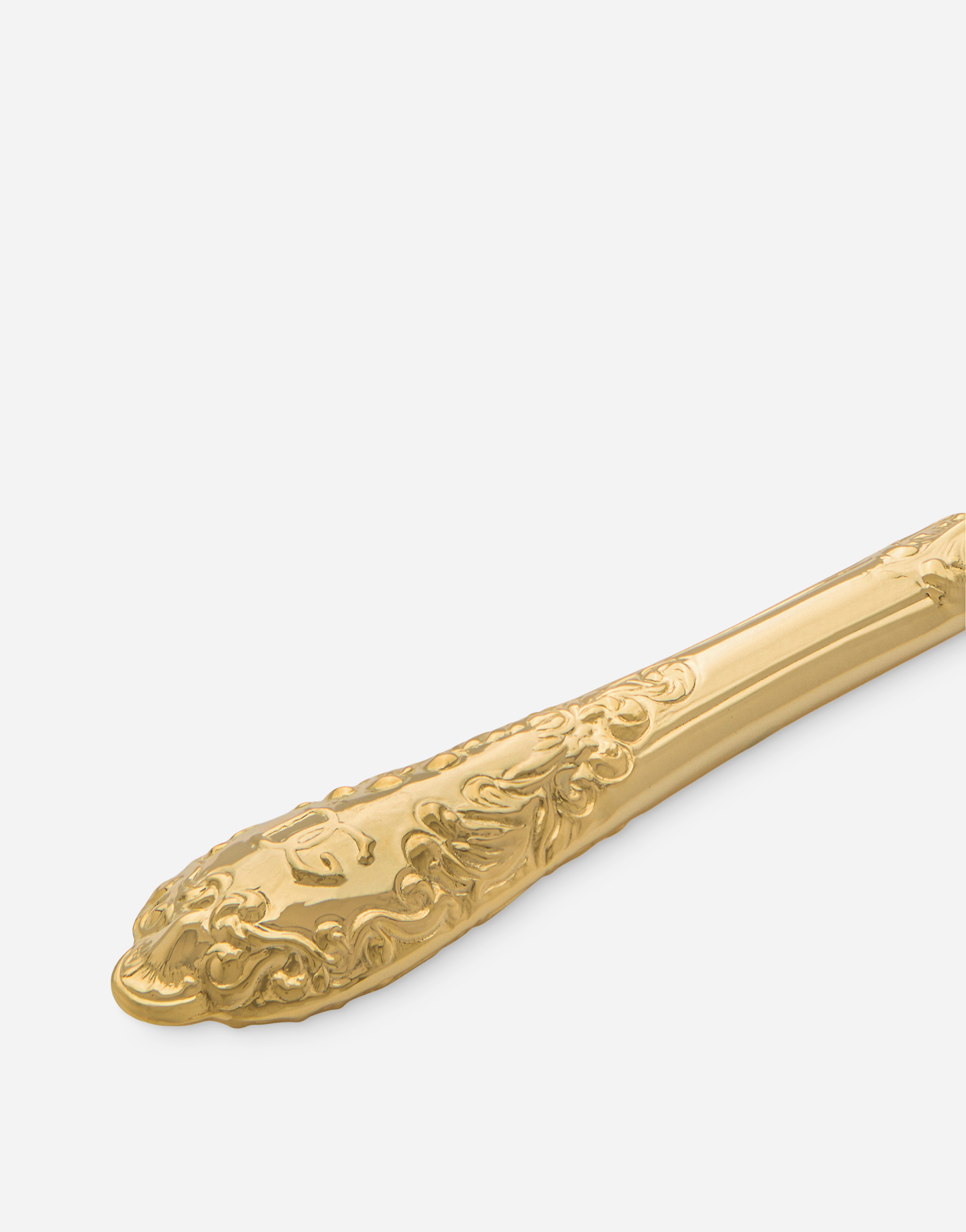 Dolce & Gabbana 24k Gold Plated Dinner Knife In Multicolor