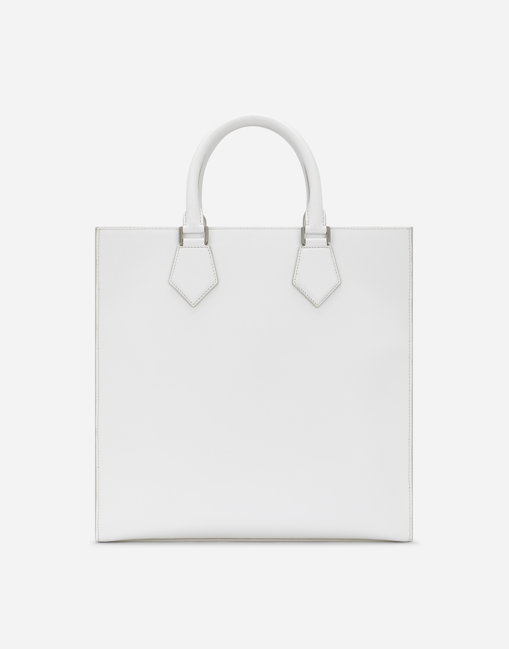Shop Dolce & Gabbana Calfskin Tote Bag With Raised Logo In White