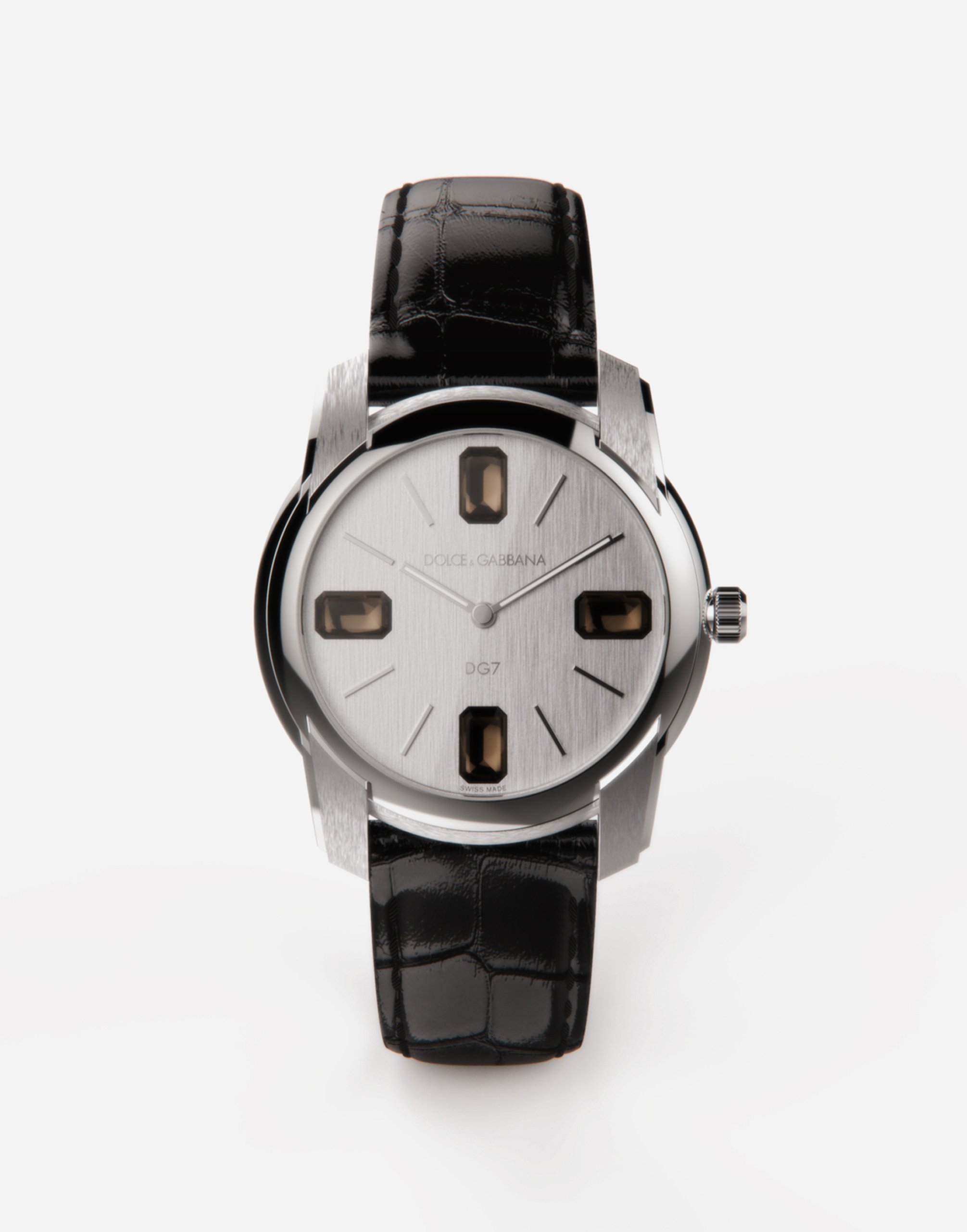 Dolce & Gabbana Steel Watch With Smoky Quartz In Black