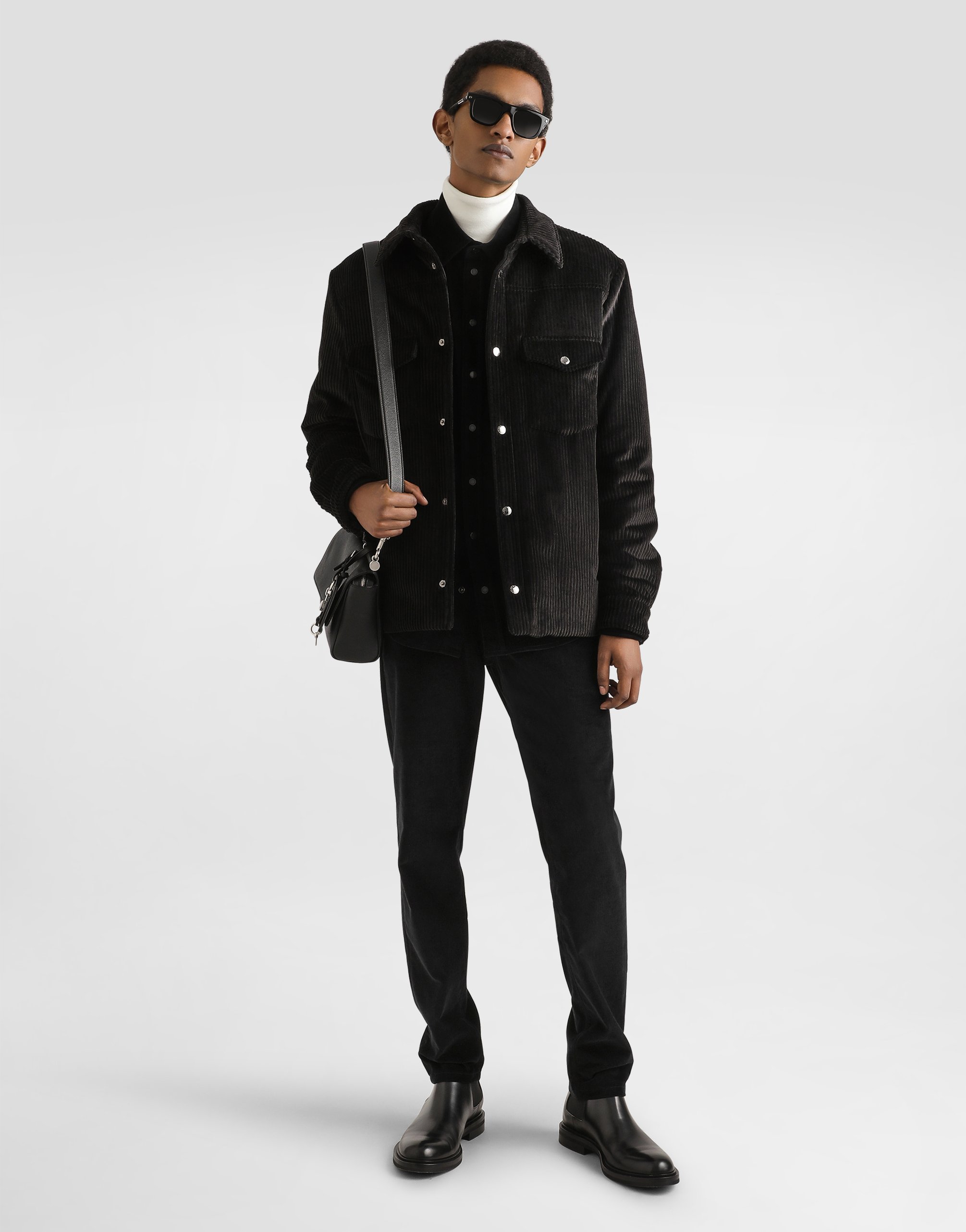 Dolce & Gabbana Padded And Quilted Velvet Shirt Jacket In Black