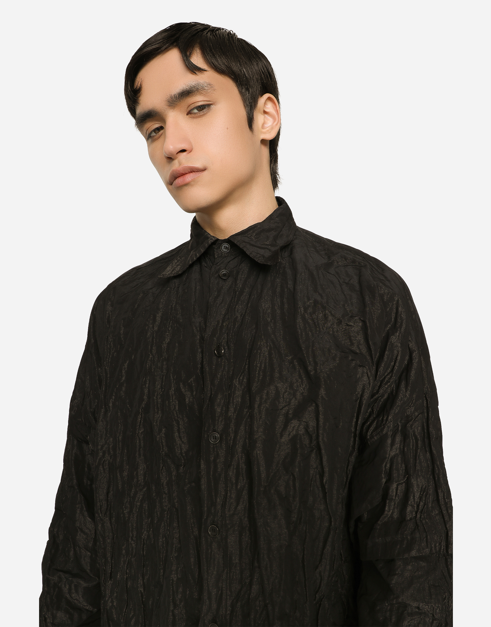 DOLCE & GABBANA OVERSIZE CRUSHED FOILED FABRIC SHIRT