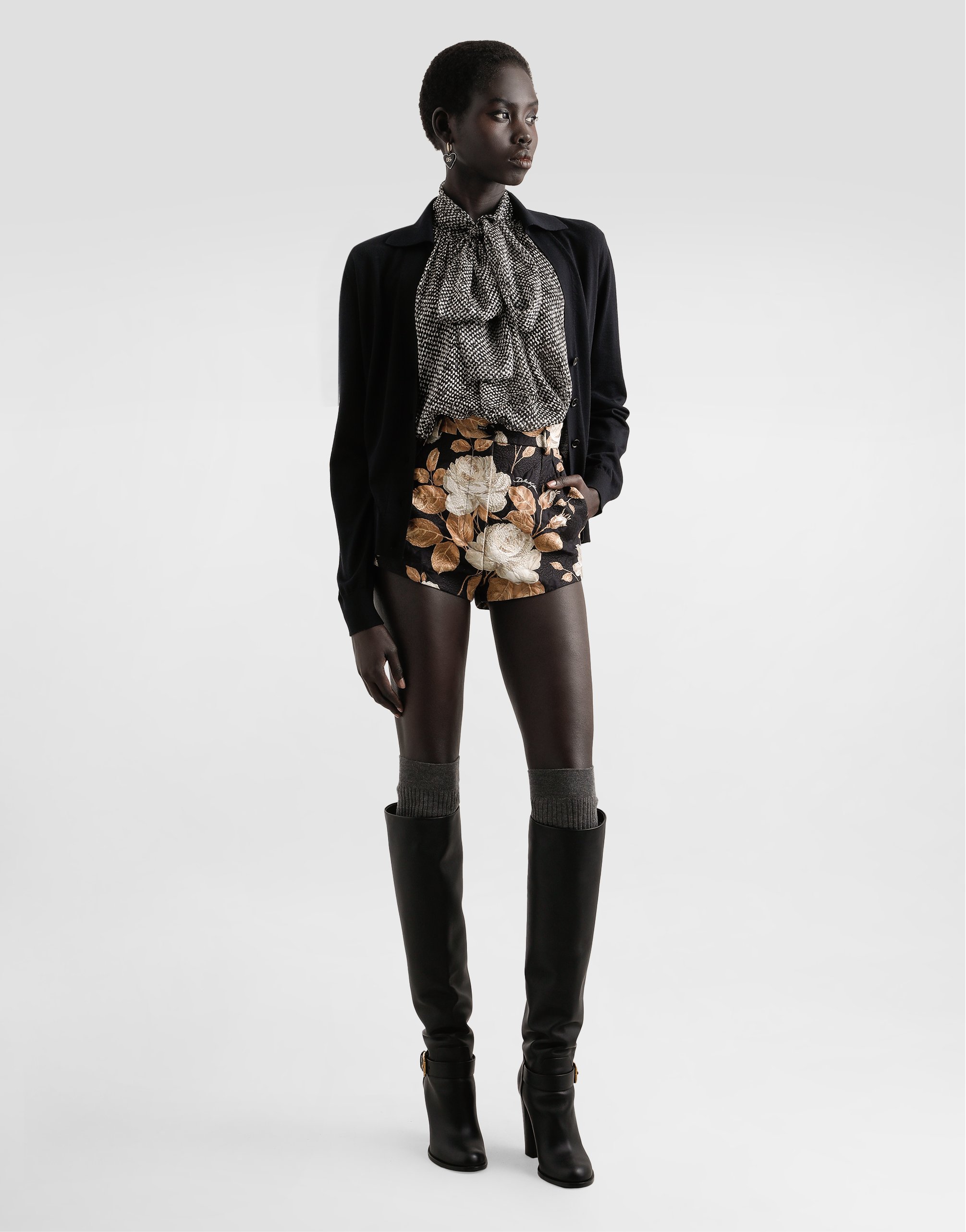 Dolce & Gabbana Vintage Rose-print Brocade Shorts In Animal Print
