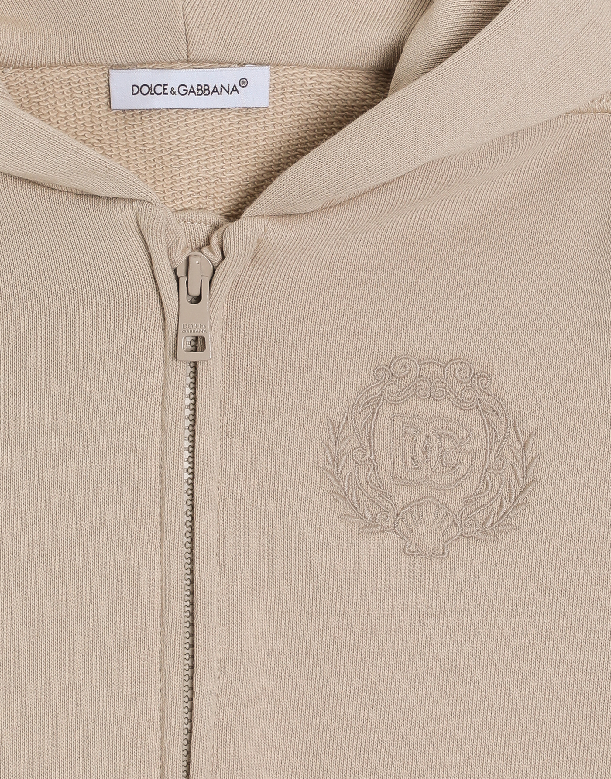  Dolce & Gabbana Embroidered Hooded Fleece - Mann Tops Beige 6/9 Months 