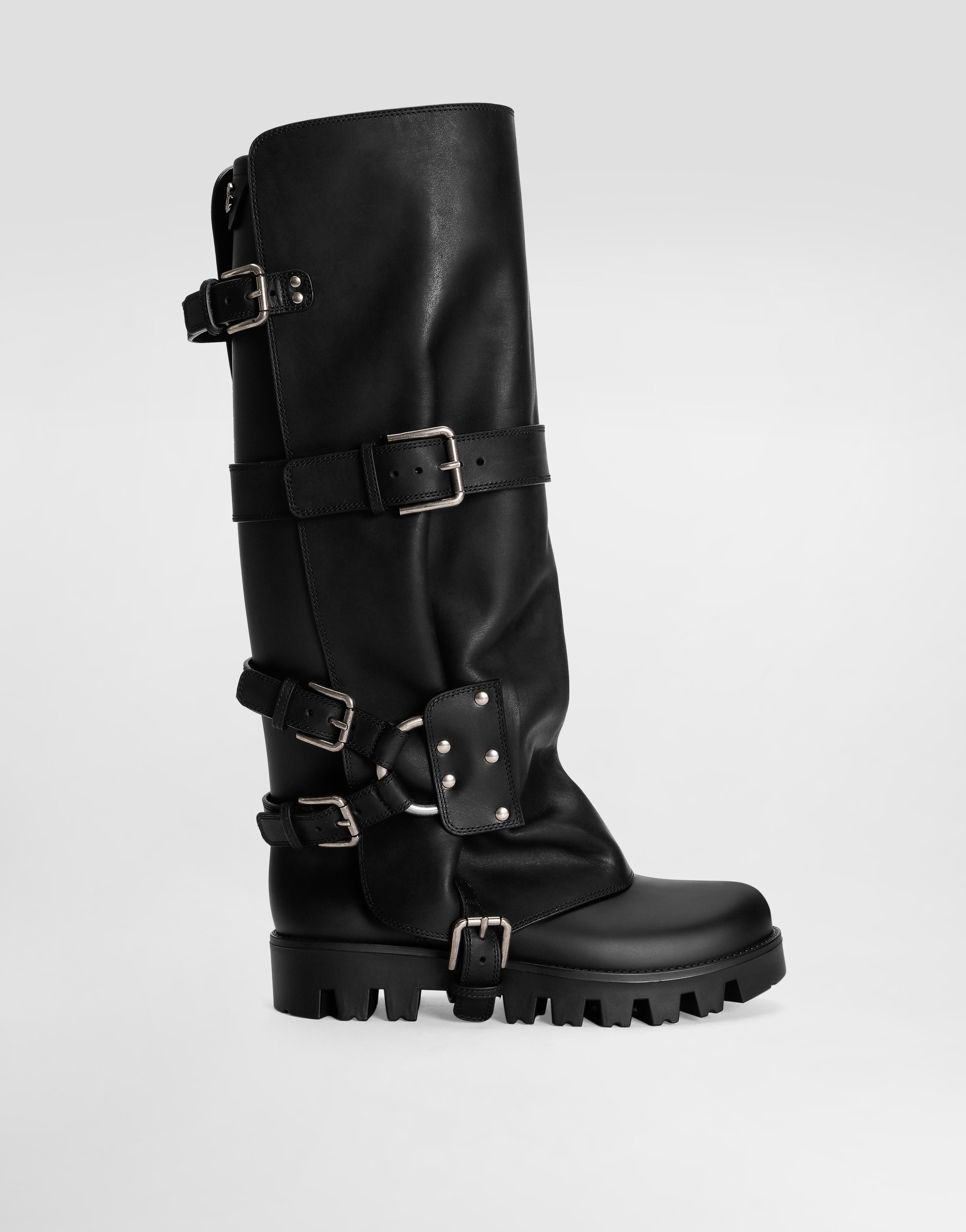 Dolce & Gabbana Boots In Rubber And Calfskin In Black