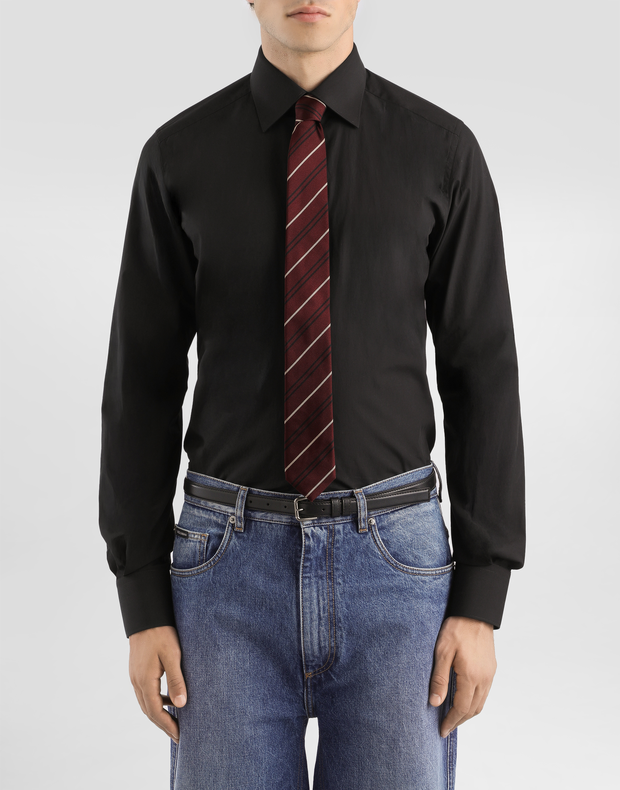 Striped jacquard tie