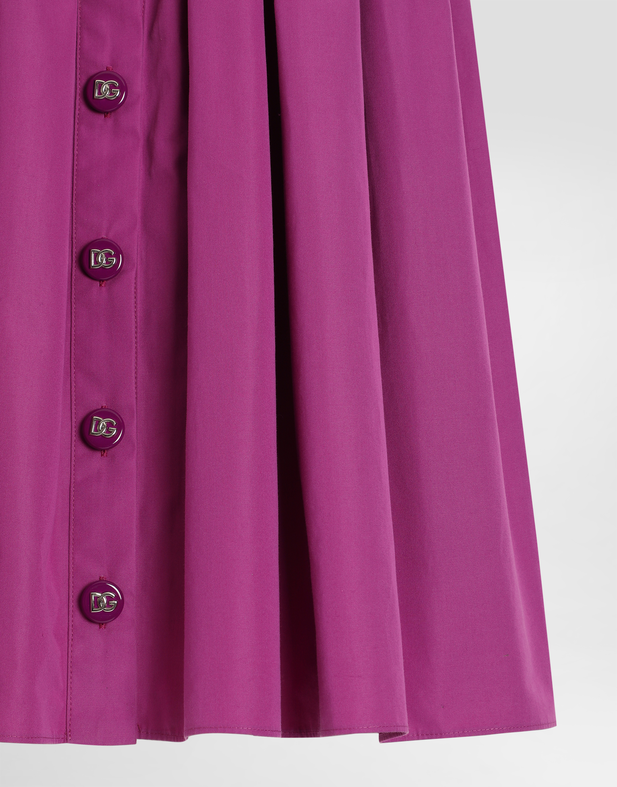 Dolce & Gabbana Poplin Skirt With Decorative Buttons In Fuchsia