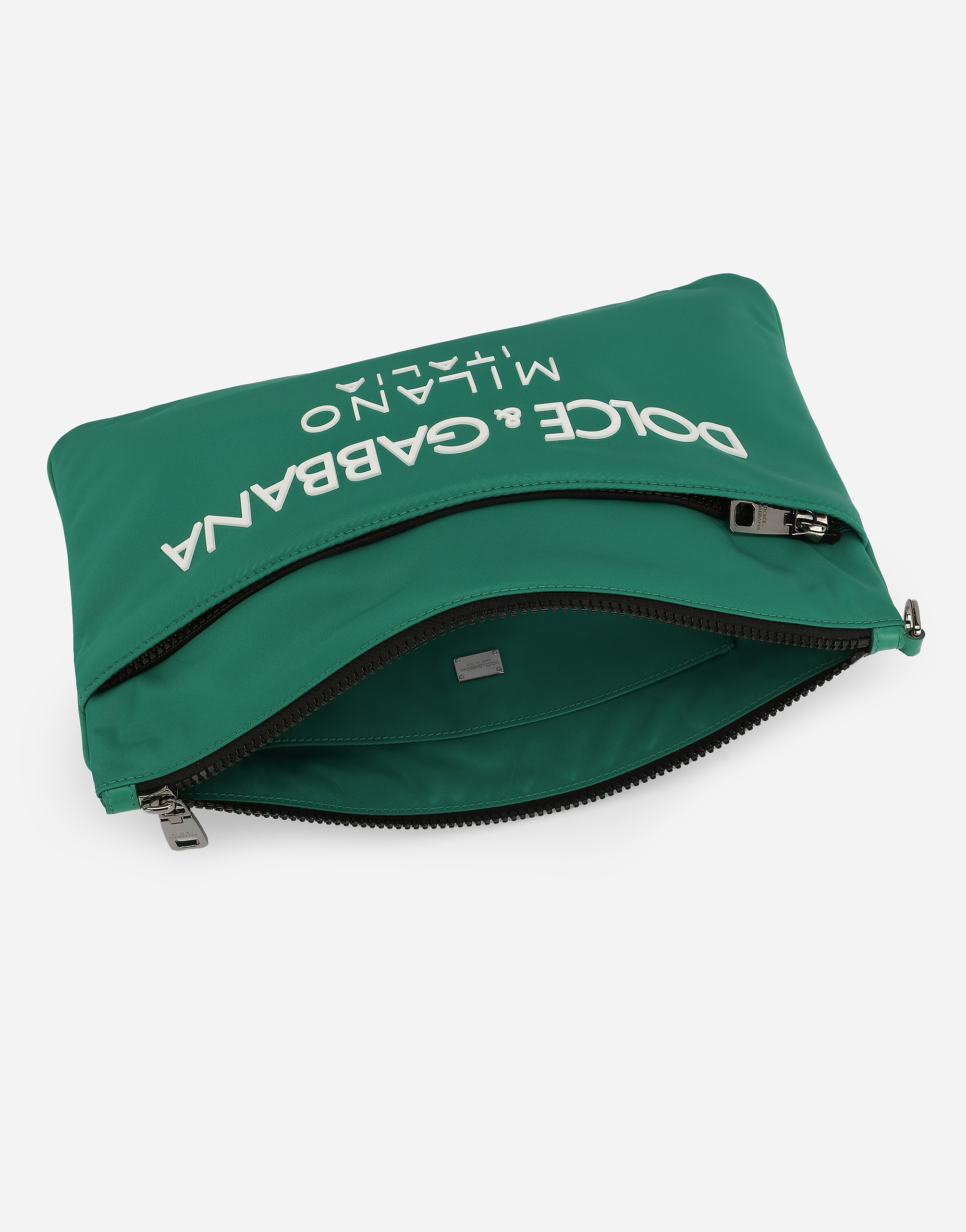 DOLCE & GABBANA NYLON POUCH WITH RUBBERIZED LOGO