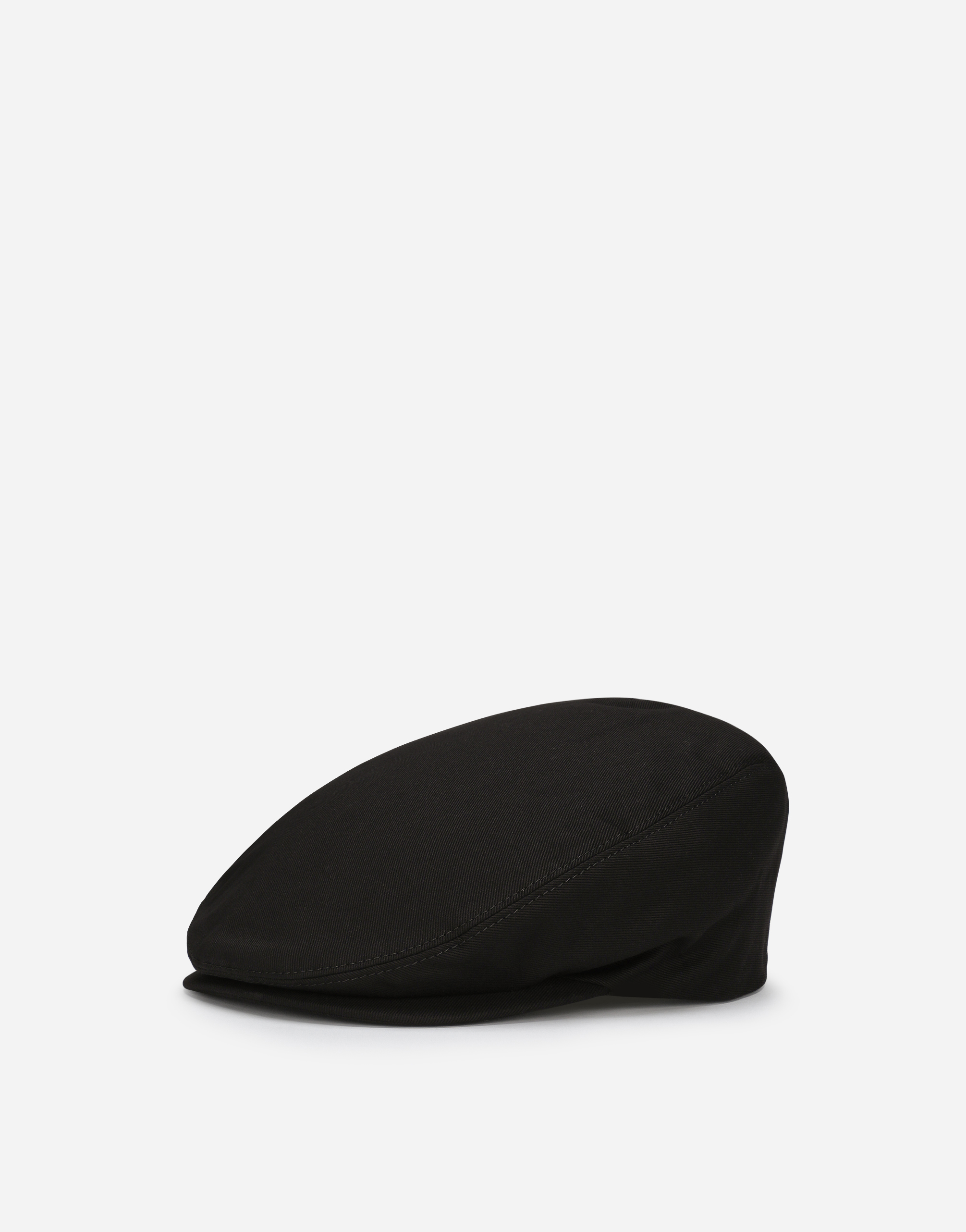 Dolce & Gabbana Cotton Twill Flat Cap With Logo Tag - Man Hats And Gloves Black Cotton