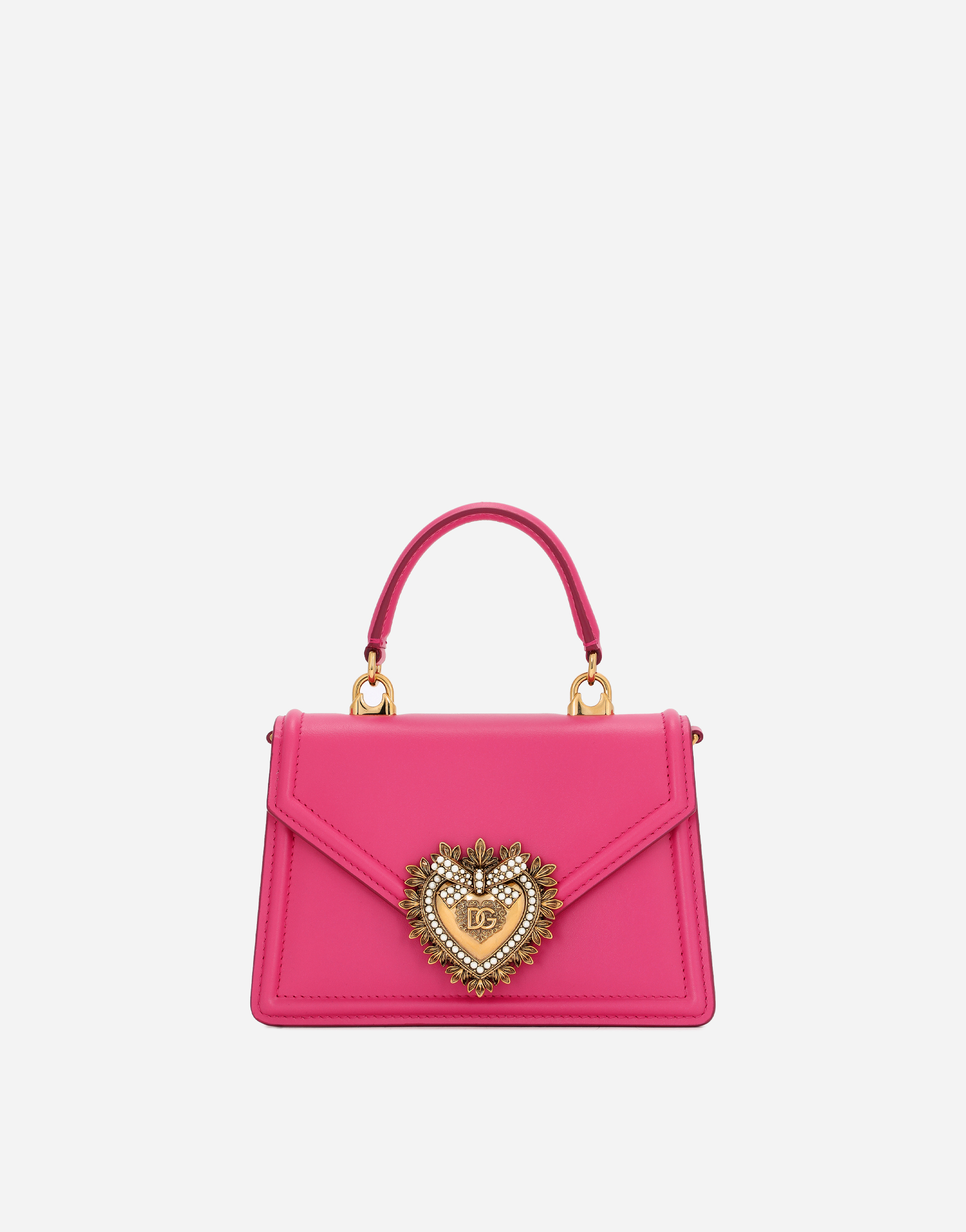 Dolce & Gabbana Small Devotion Top-handle Bag - Woman Shoulder And Crossbody Bags Pink Leather Onesize