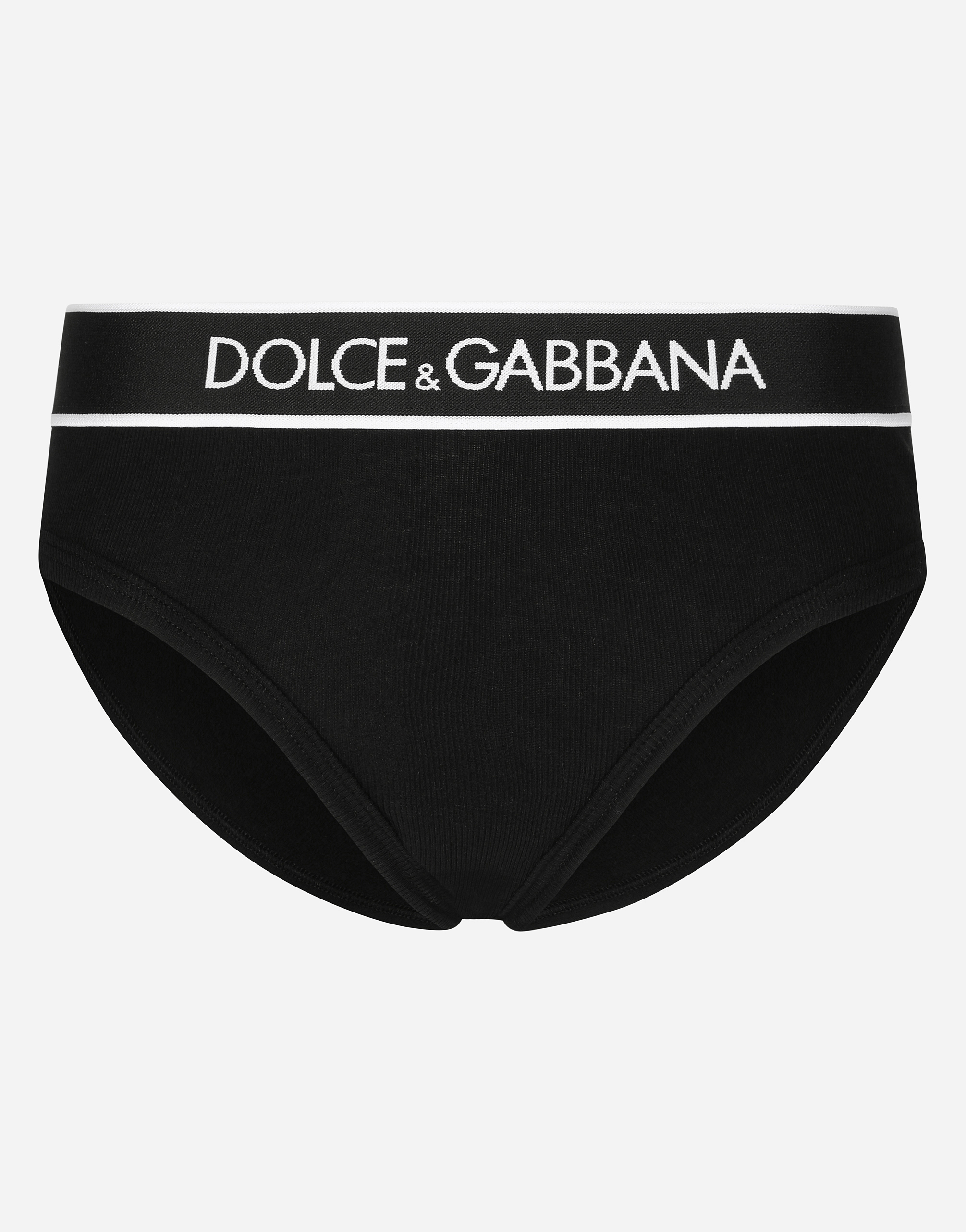 DOLCE & GABBANA FINE-RIB JERSEY BRAZILIAN BRIEFS WITH BRANDED ELASTIC