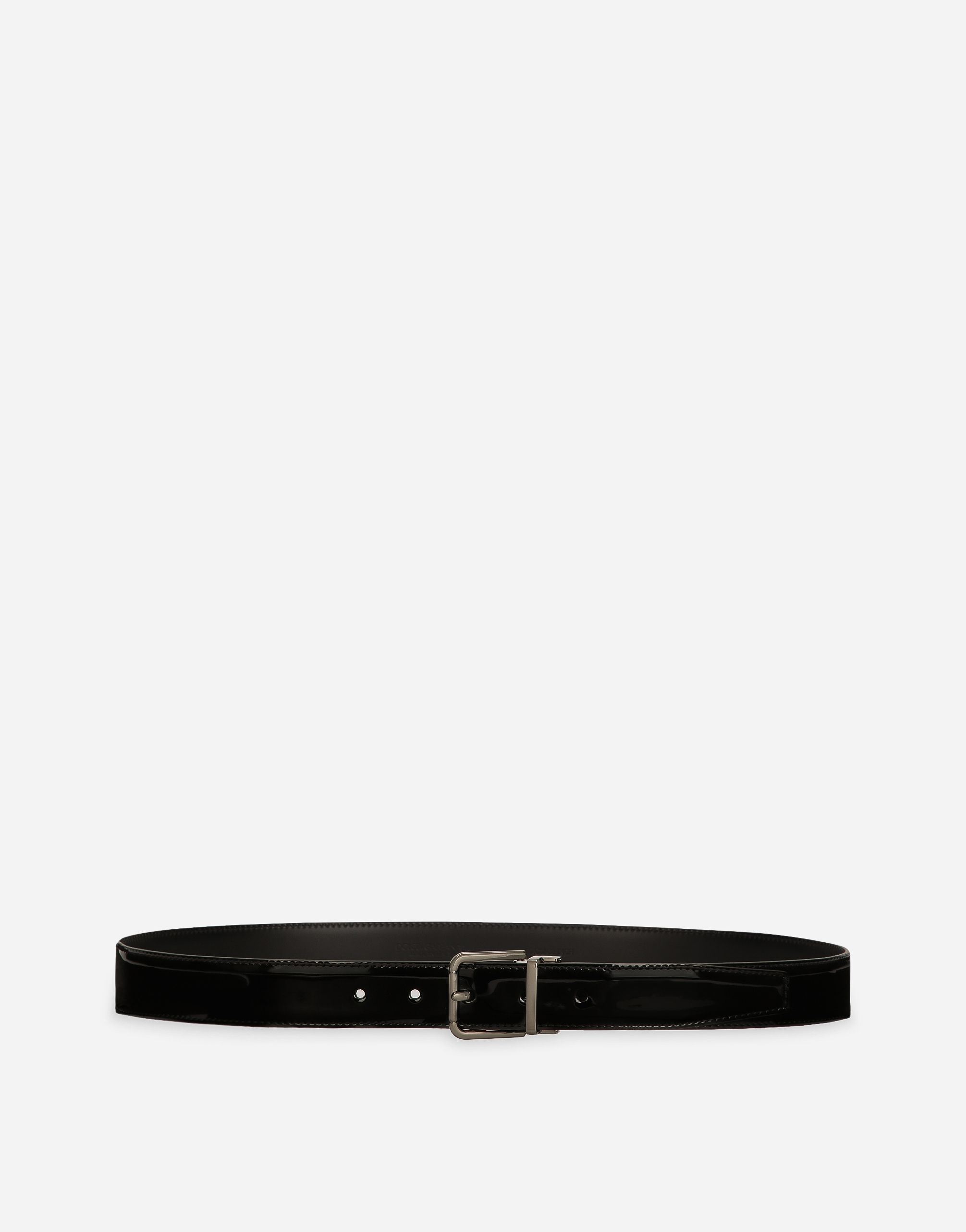 Dolce & Gabbana Patent Calfskin Belt In Black