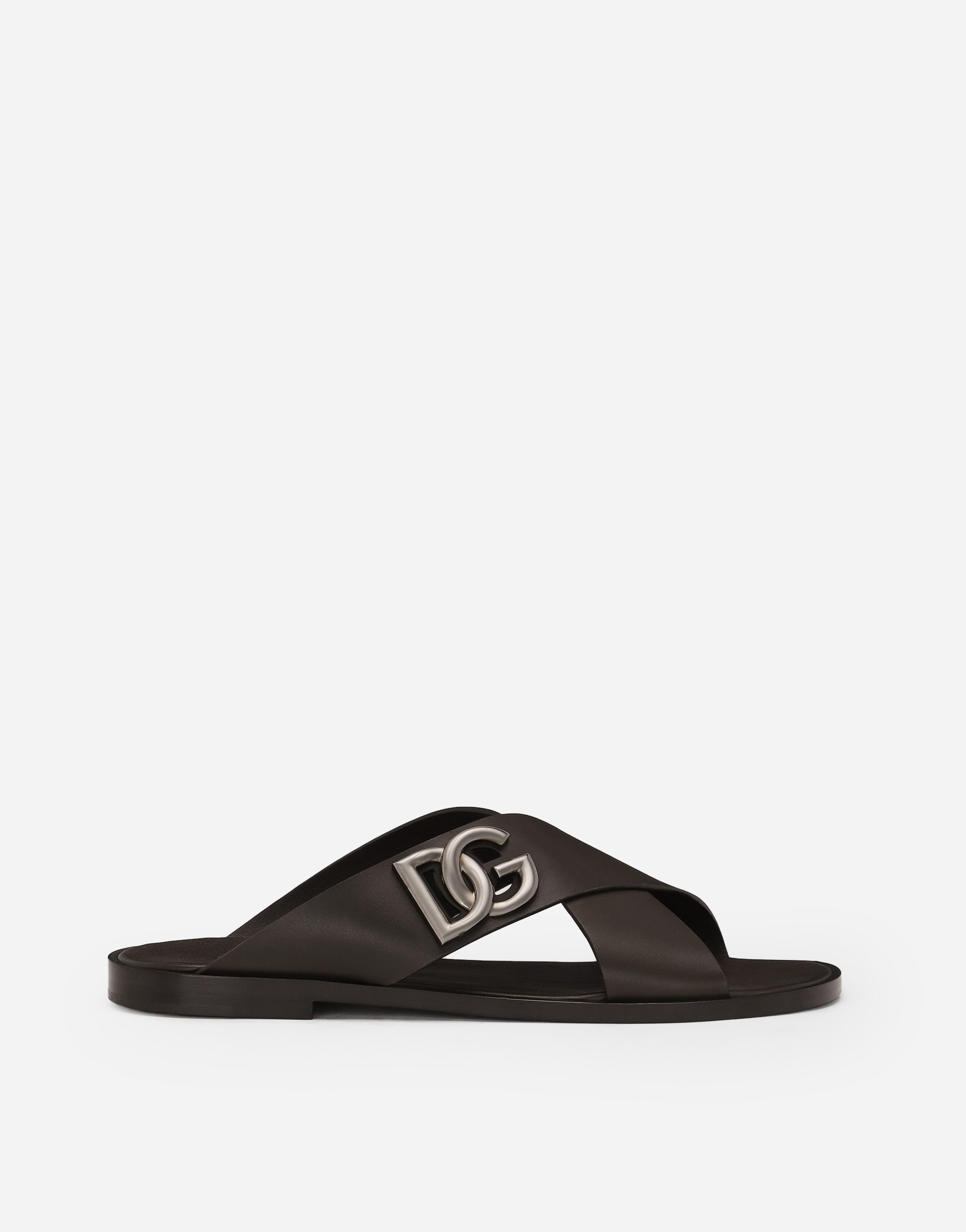 Shop Dolce & Gabbana Calfskin Sandals In Marrone