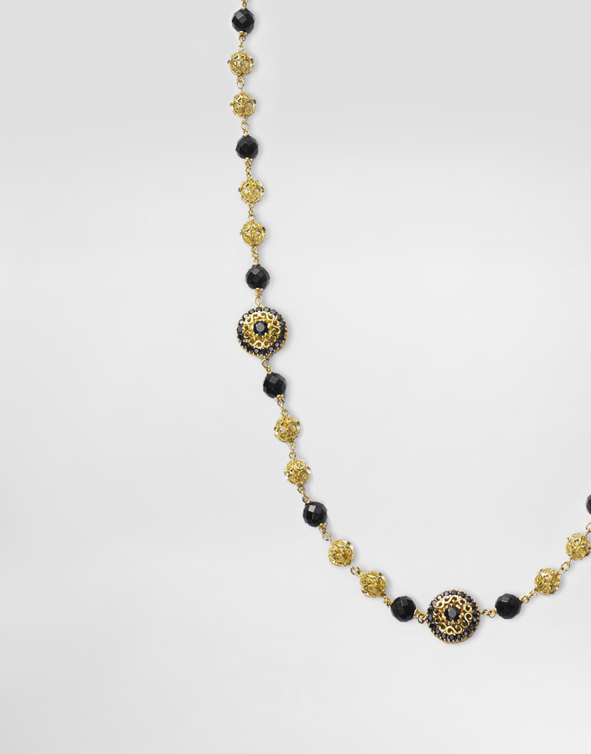 Dolce & Gabbana 18k Yellow Gold Sicily Jade And Black Sapphire Necklace