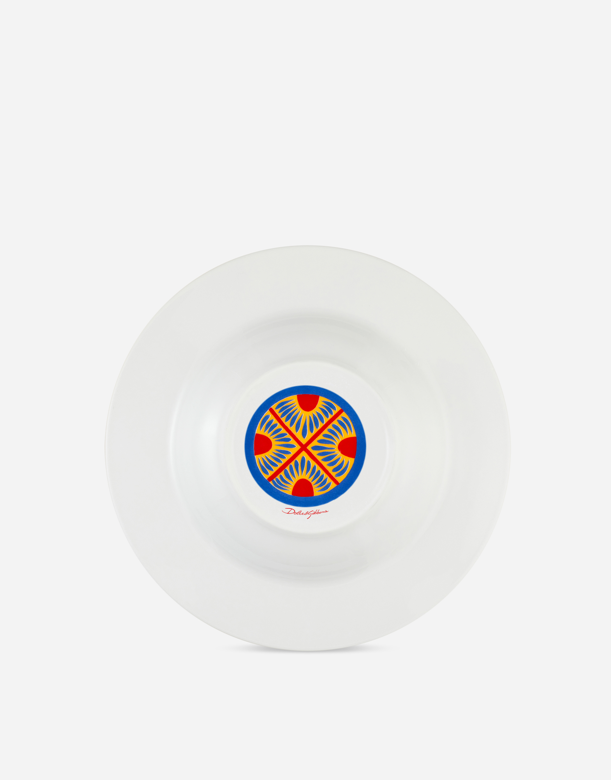 Dolce & Gabbana Set 2 Soup Plates In Fine Porcelain Multicolor Unisex Onesize In Multicolor