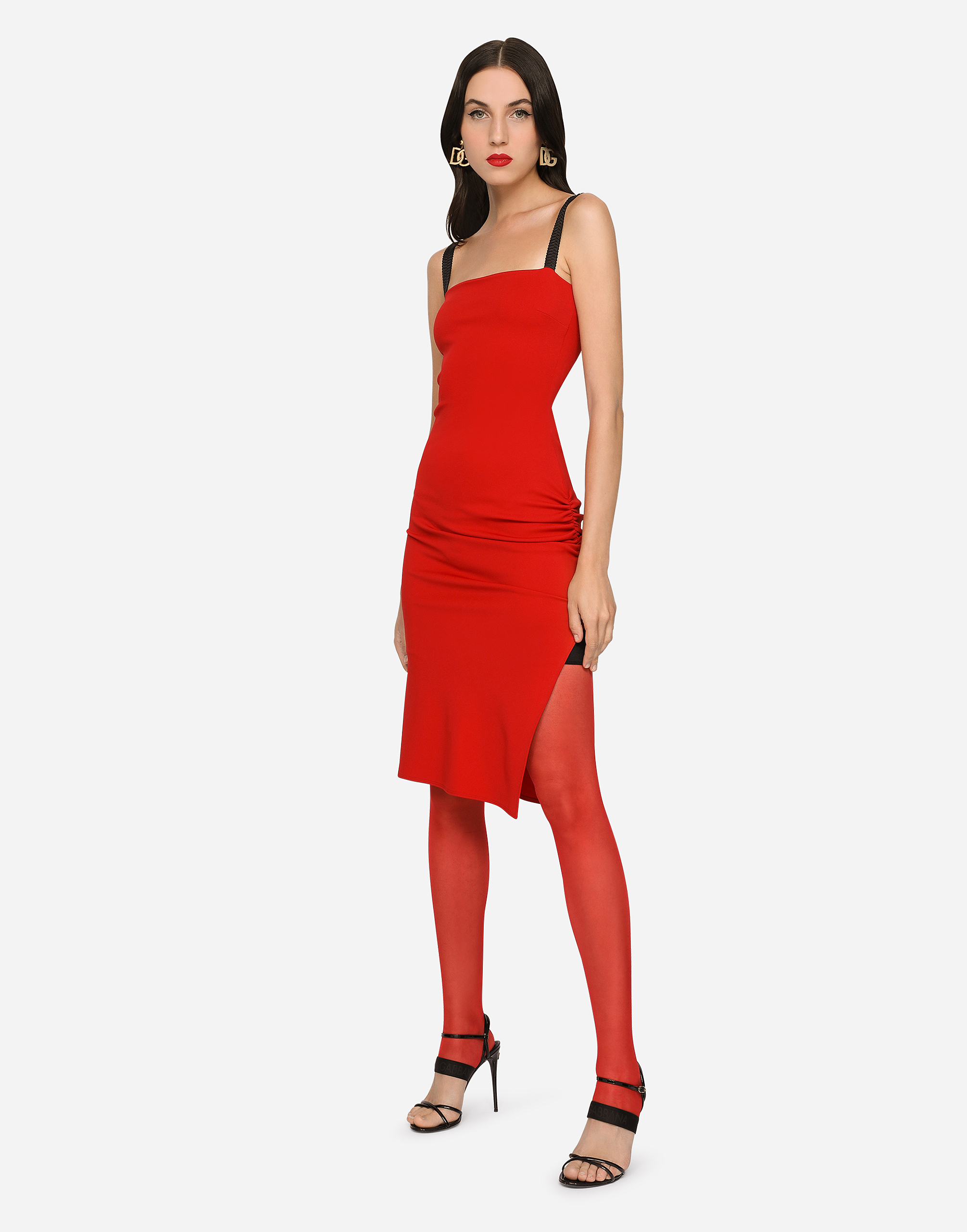 DOLCE & GABBANA VISCOSE DRESS WITH SIDE SLIT AND DRAPING