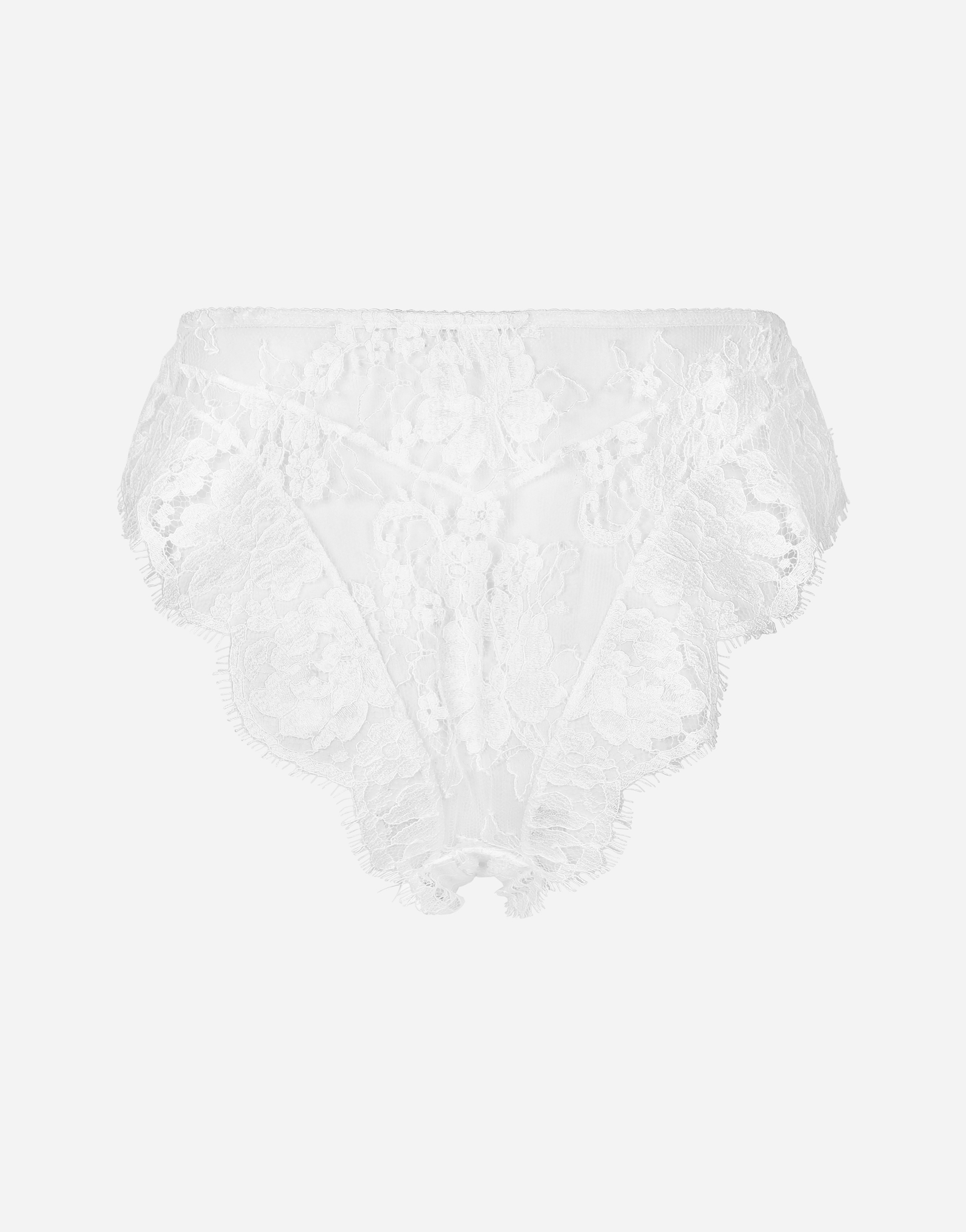 Shop Dolce & Gabbana High-waisted Lace Briefs In White