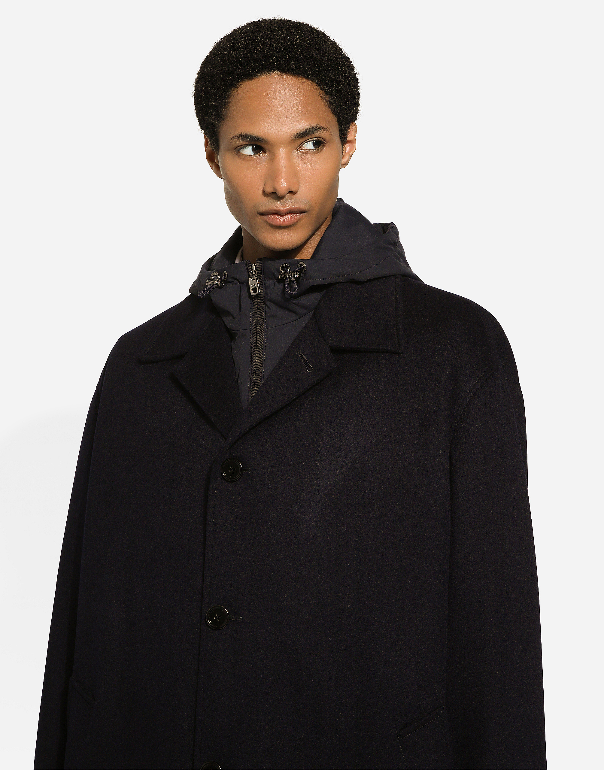 Shop Dolce & Gabbana Cashmere Single-breasted Coat With Hood In ブルー