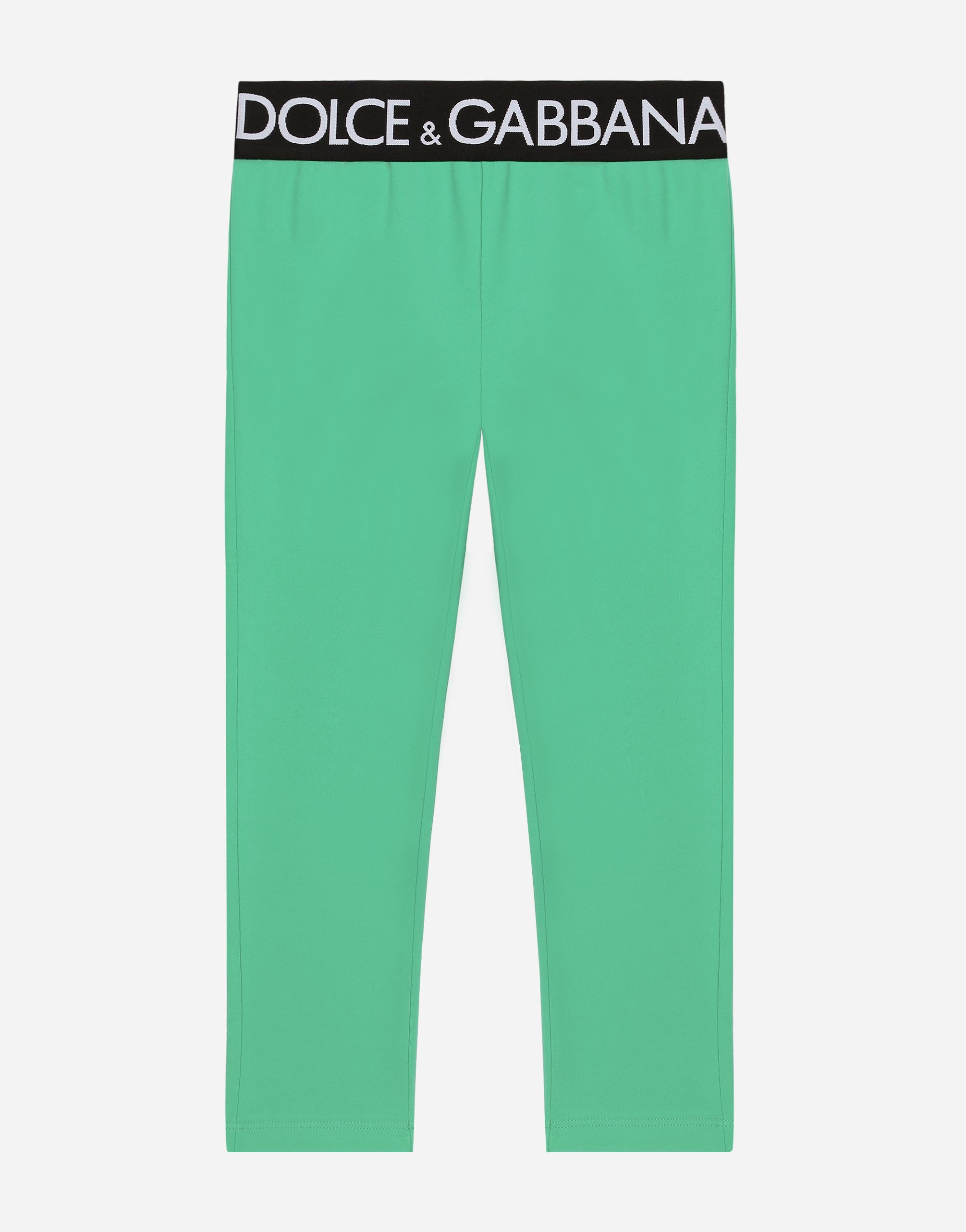 Dolce & Gabbana Kids' Interlock Leggings With Branded Elastic In Green