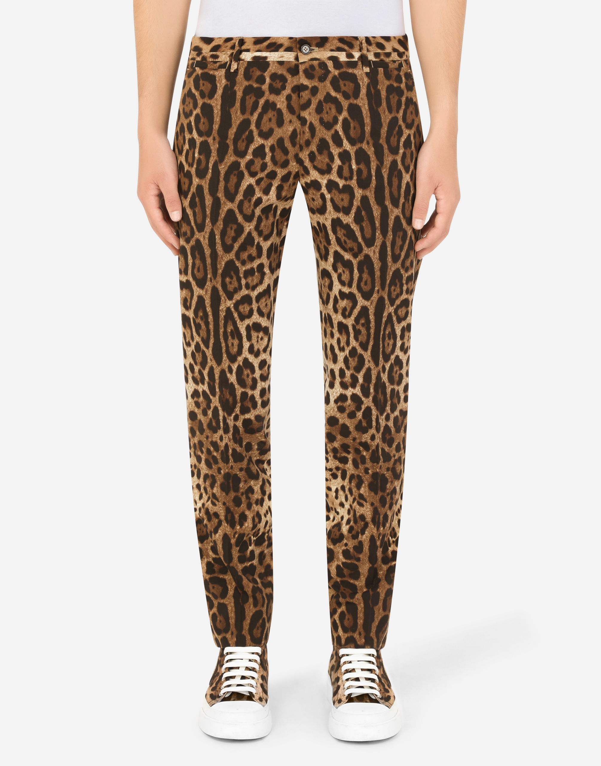 Double-breasted wool Sicilia-fit suit with leopard print