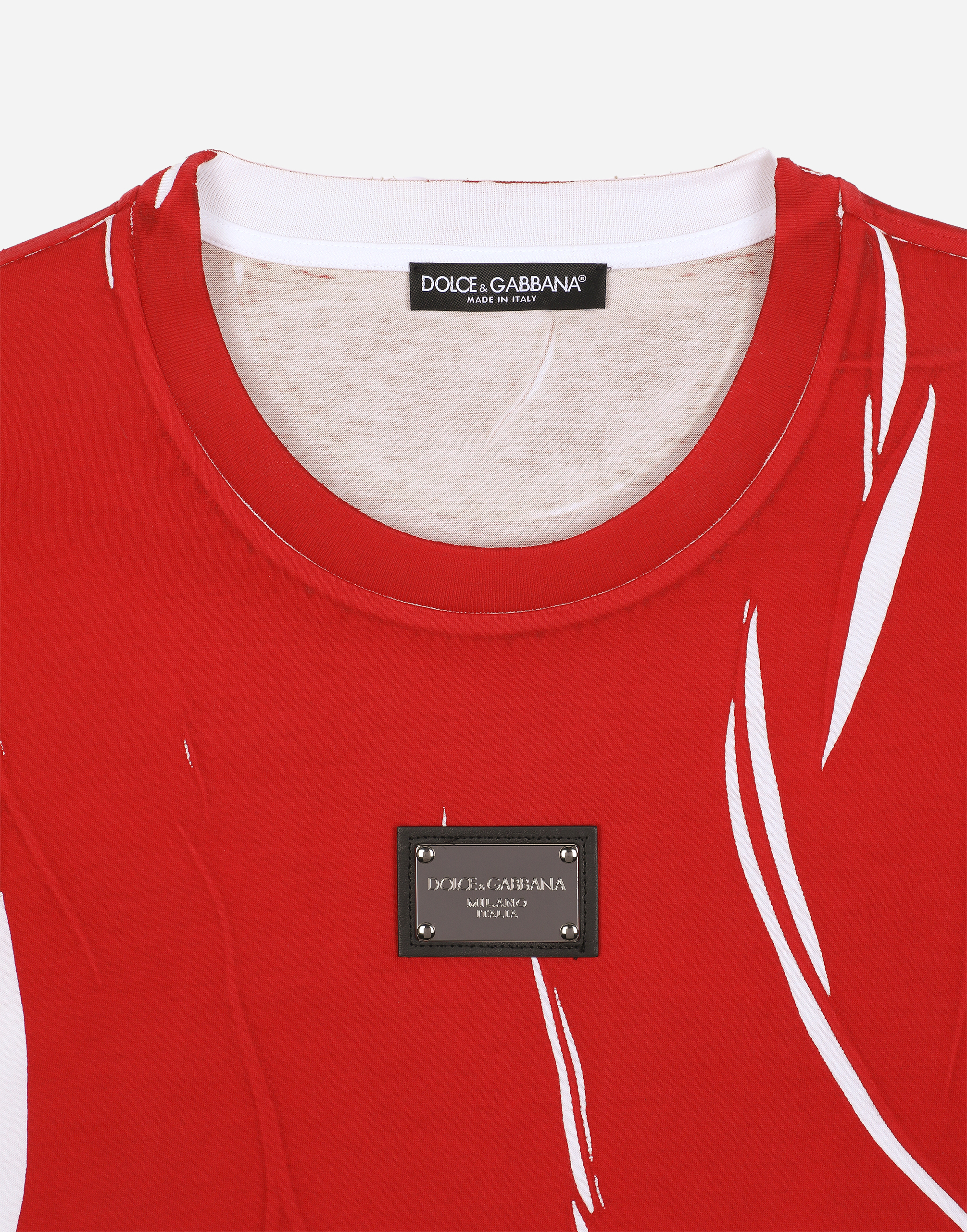 DOLCE & GABBANA OVERDYED COTTON T-SHIRT WITH BRANDED TAG