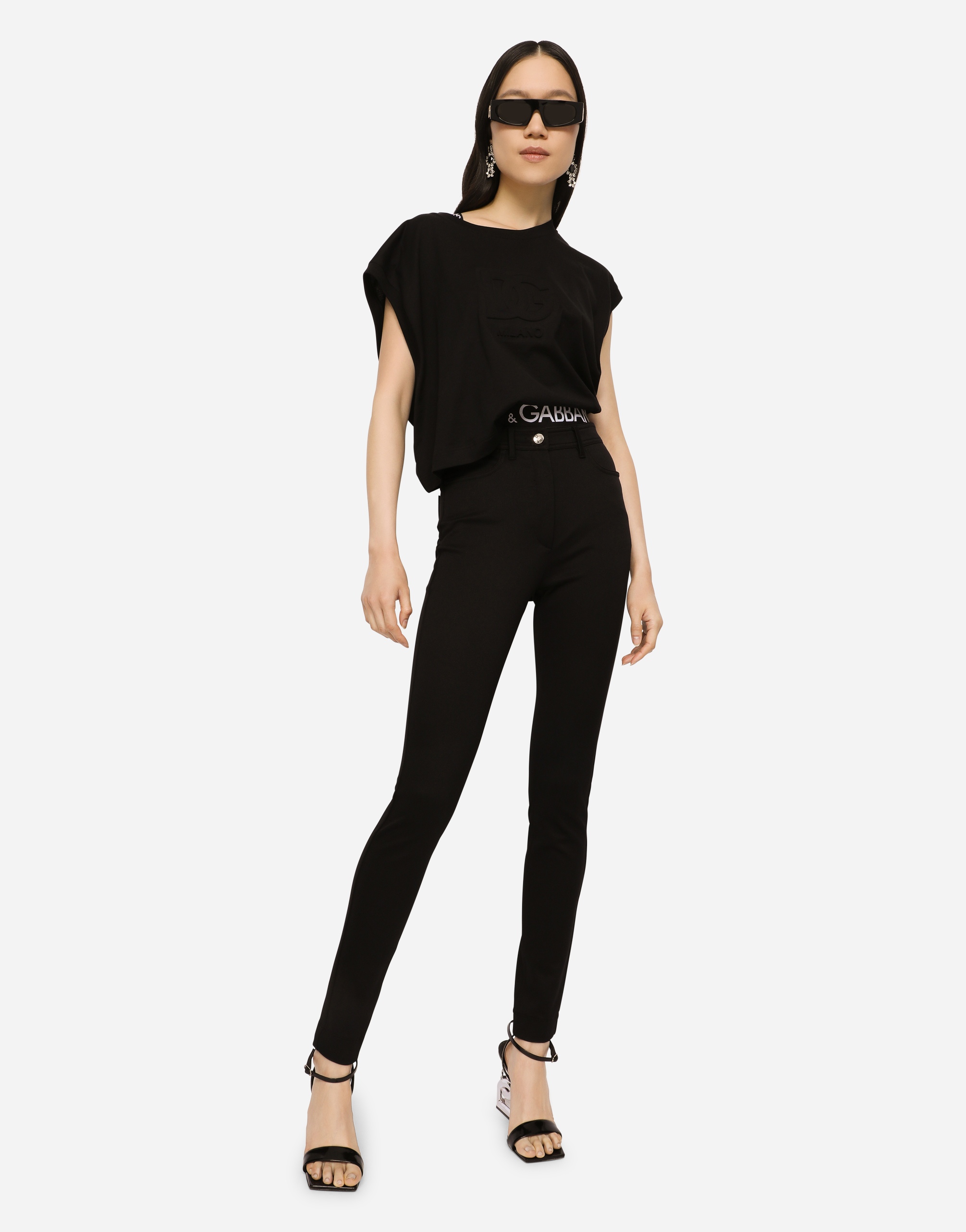 Shop Dolce & Gabbana 5-pocket Stretch Cavalry Twill Leggings In Black