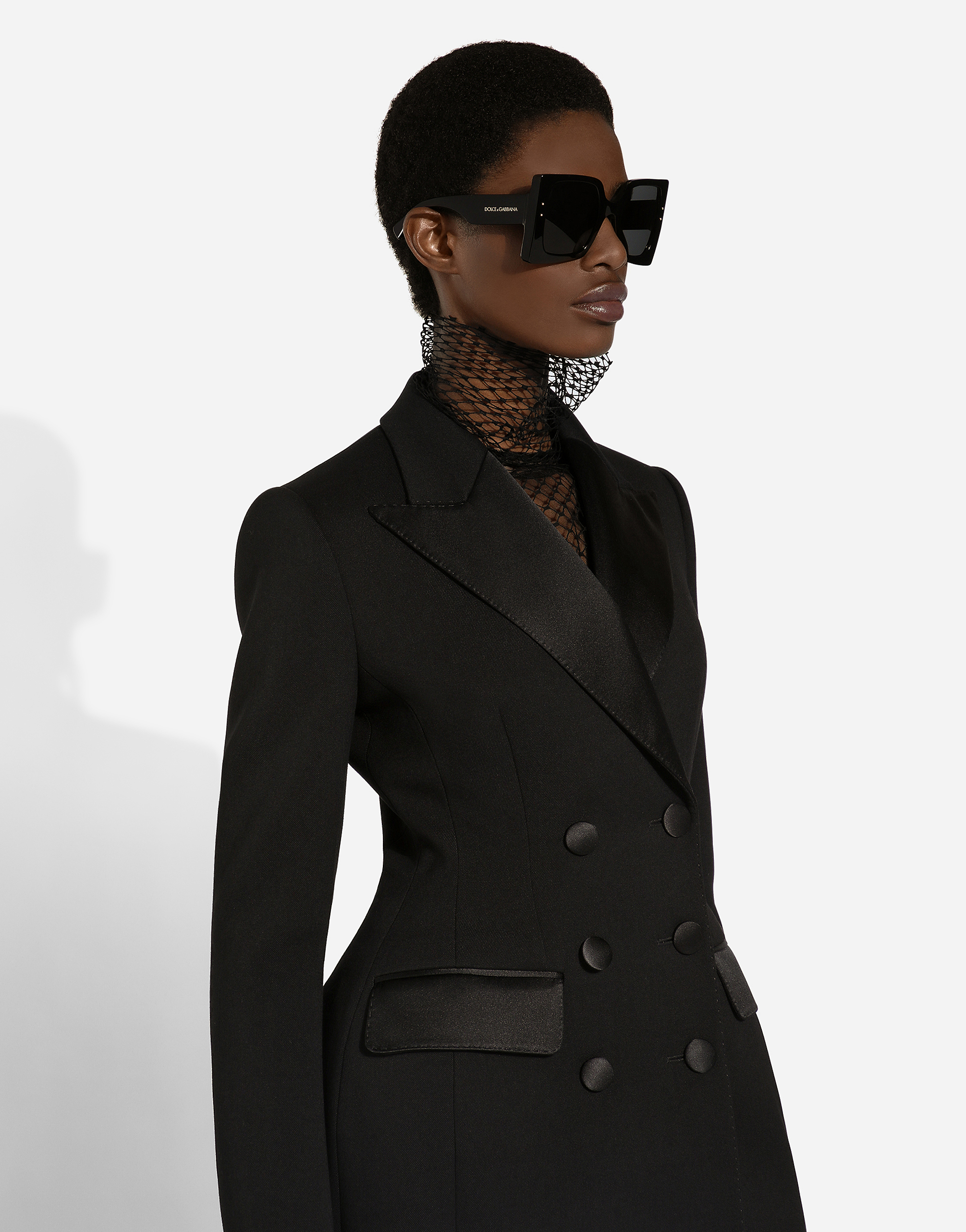 Dolce & Gabbana Wool Blend Double-breasted Jacket In Black