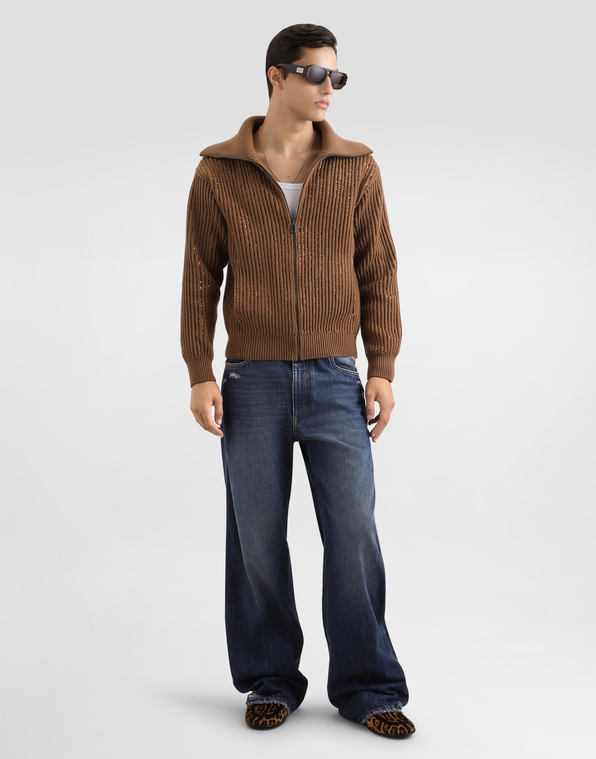  Dolce & Gabbana Sequined Wool Cardigan - Man Sweaters And Cardigans Brown M 