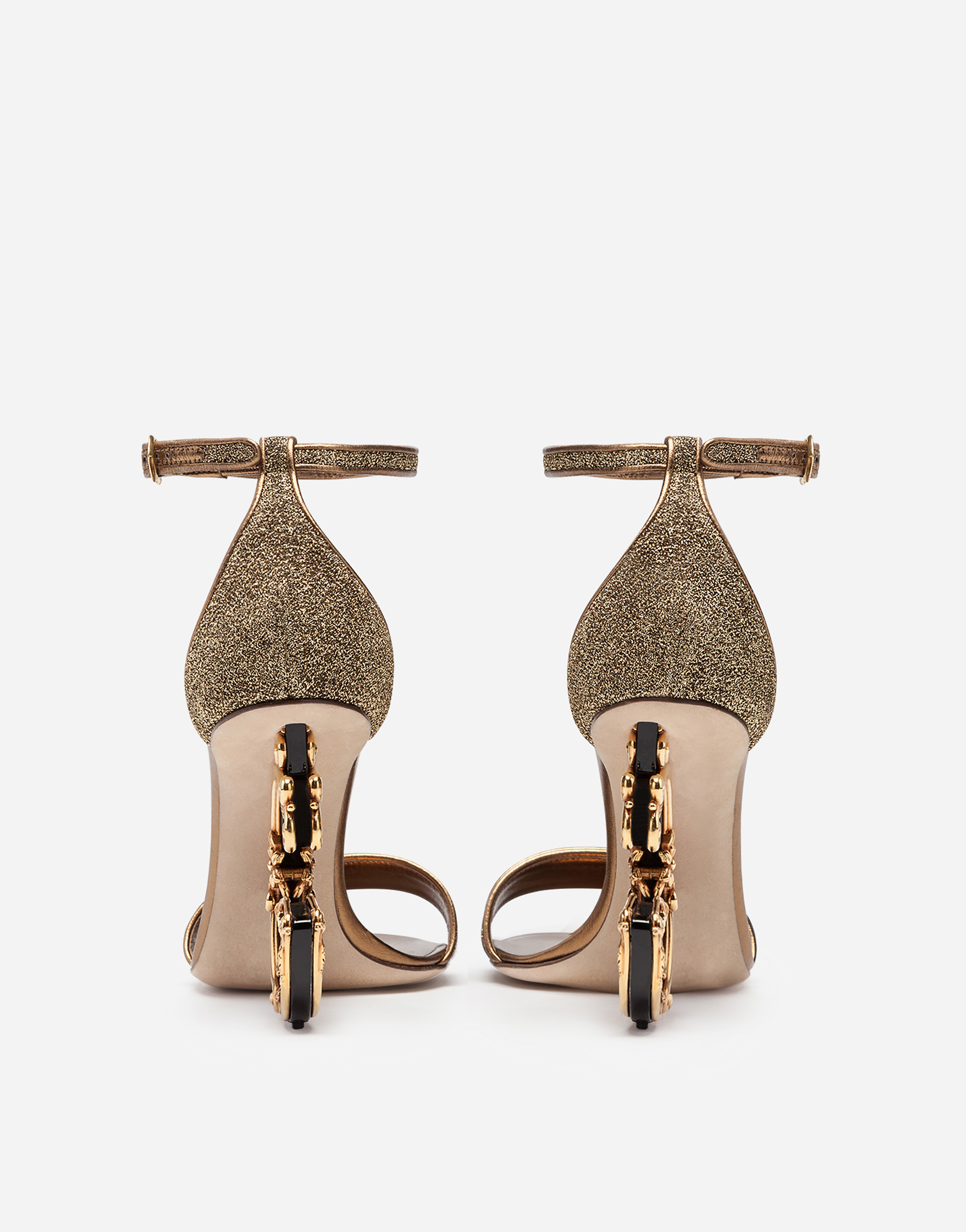 Lurex sandals with sculpted heel