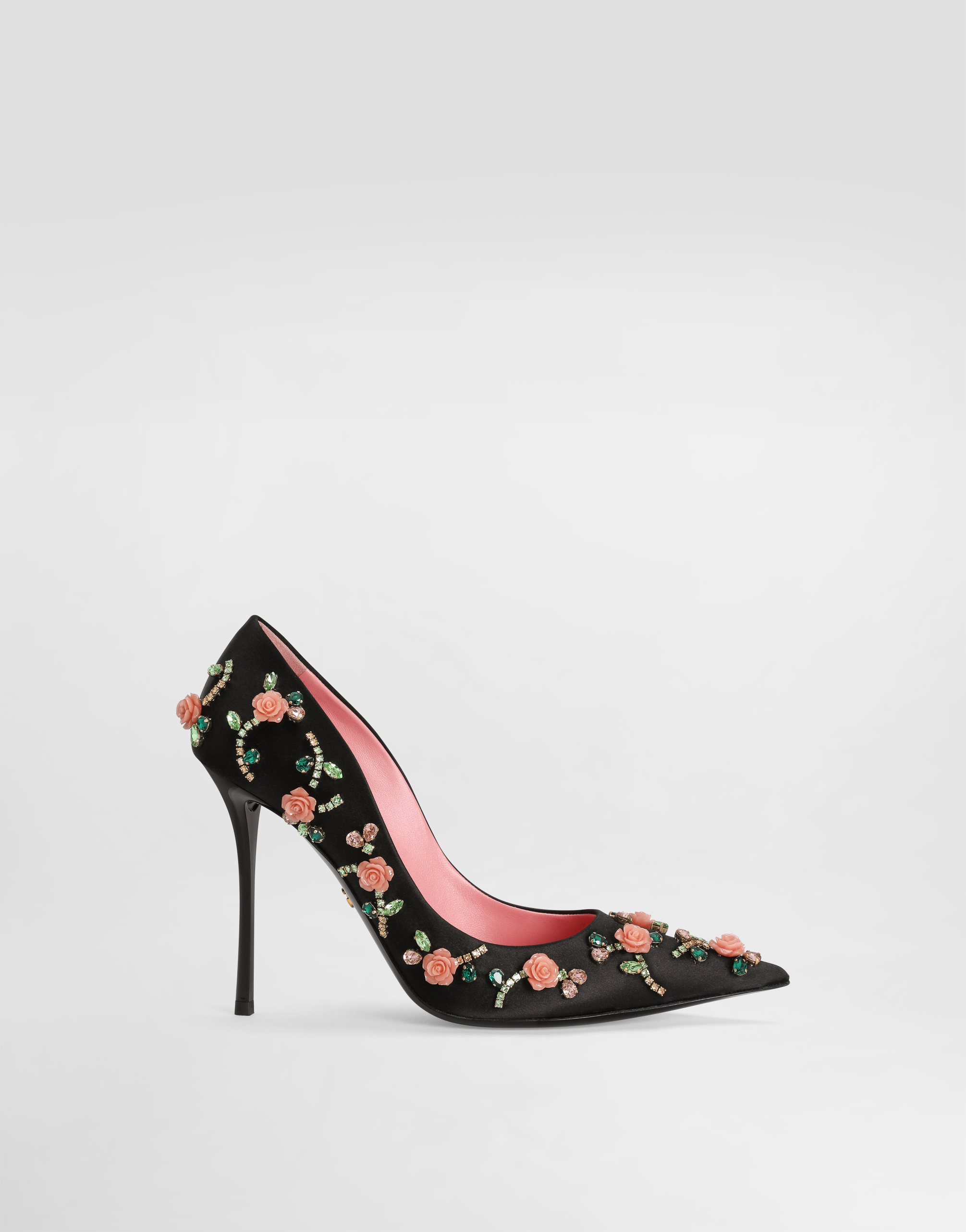 Satin pumps with embellishments