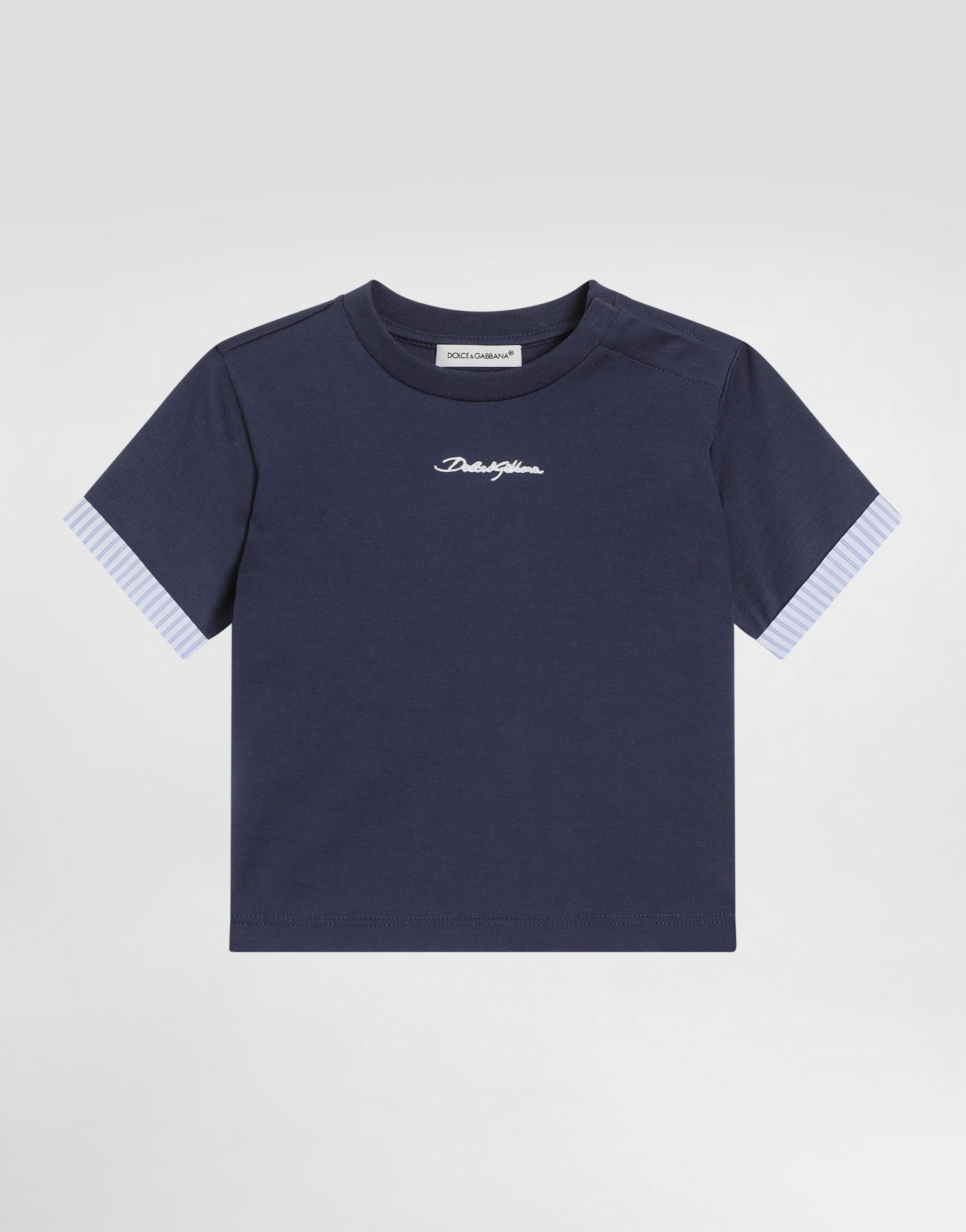 ブルーのボーイズ Jersey T-shirt with Dolce&Gabbana logo