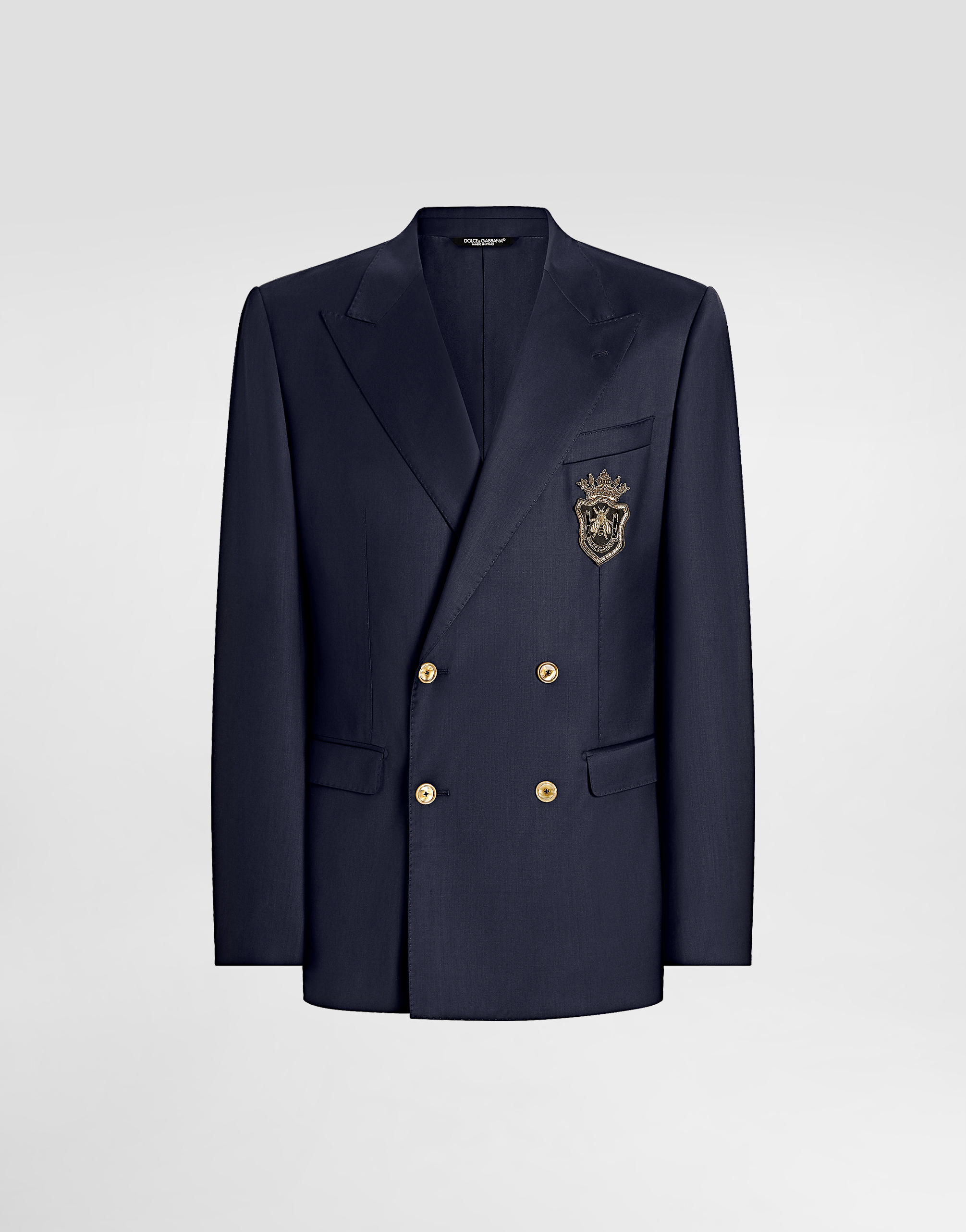 Dolce & Gabbana Double-breasted Wool Jacket With Patch - Man Suits And Blazers Blue 54