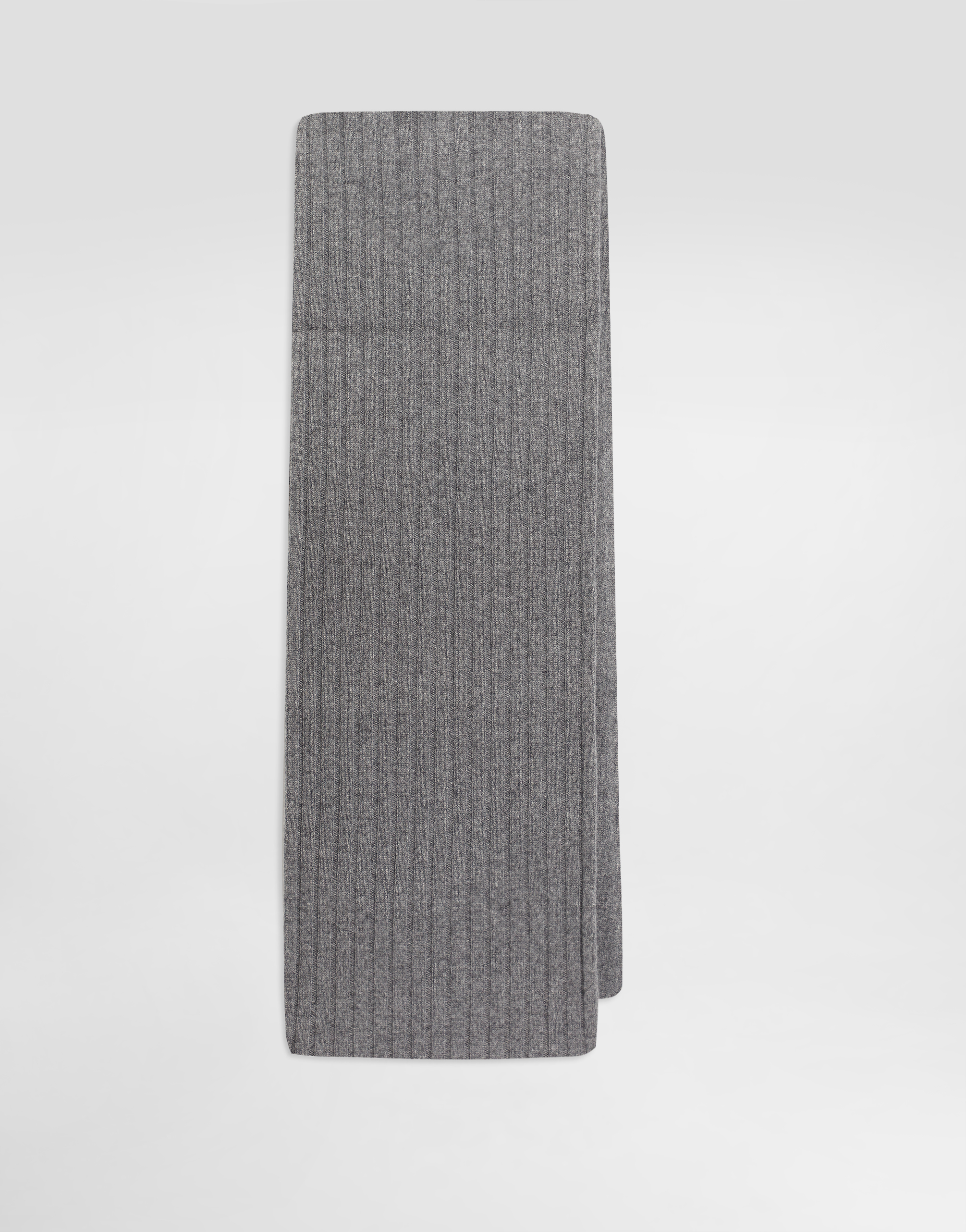 Cashmere flat rib knit scarf