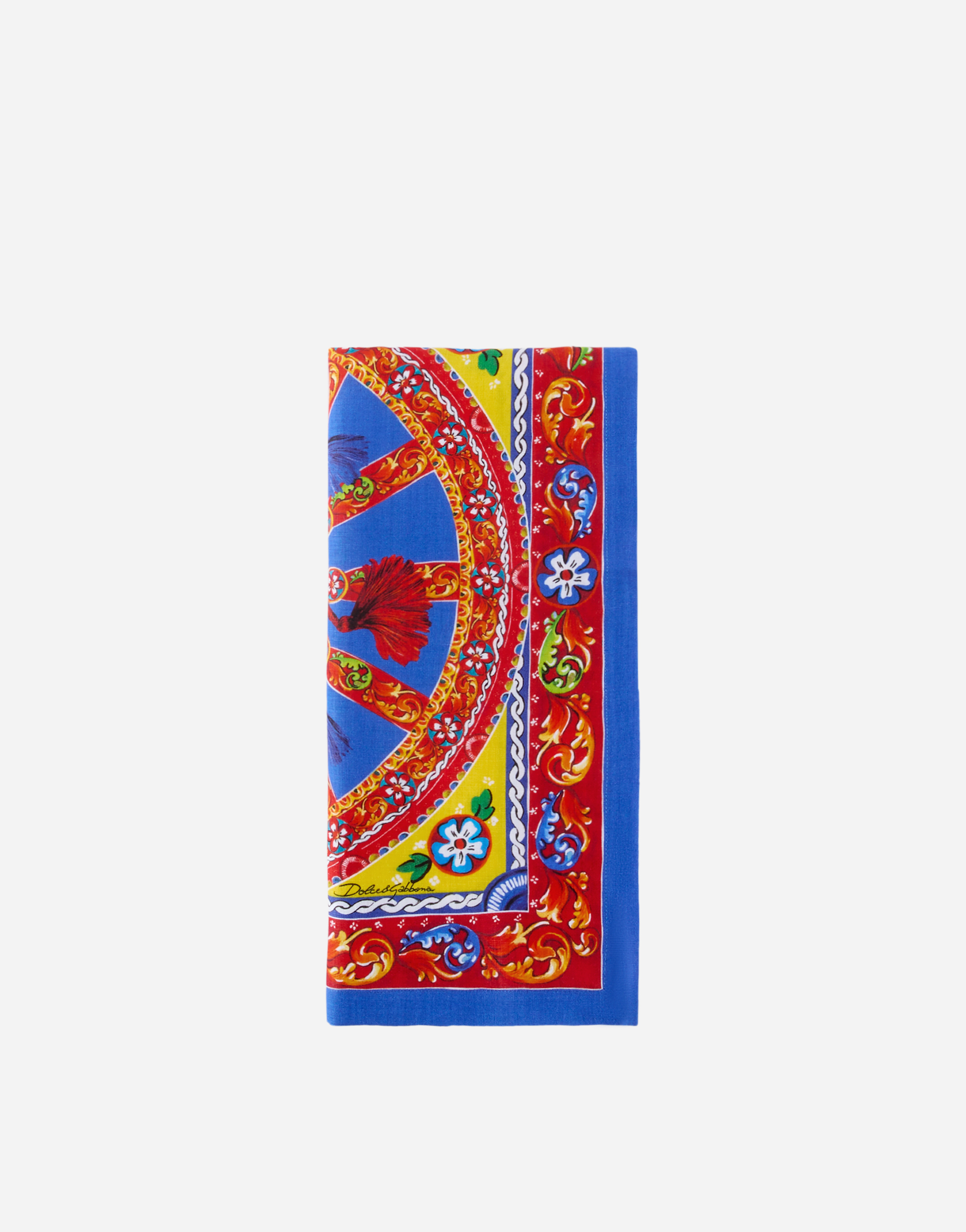 Shop Dolce & Gabbana Set Of 2 Linen Napkins In Multicolor