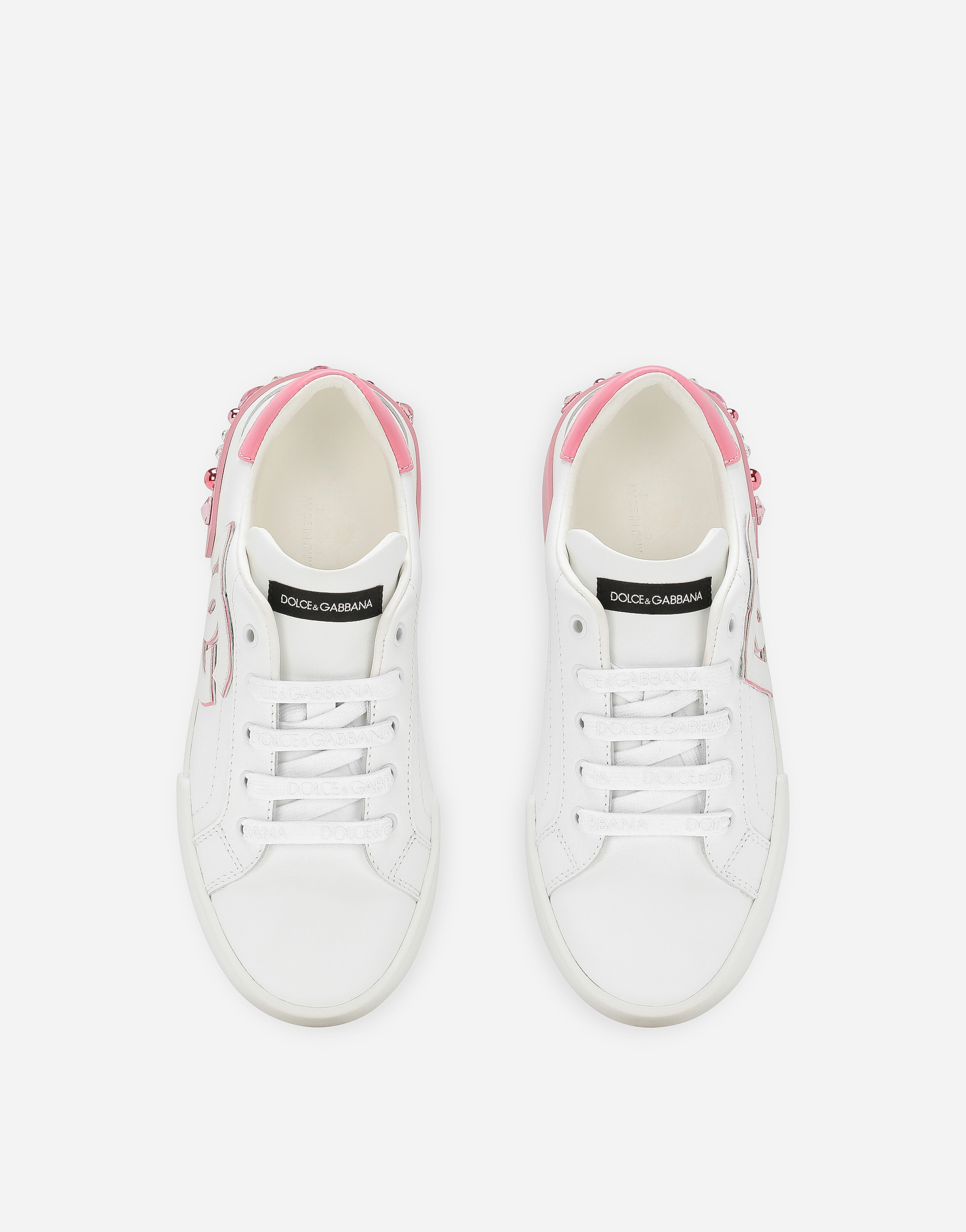 Dolce & Gabbana Calfskin Portofino Sneakers In White