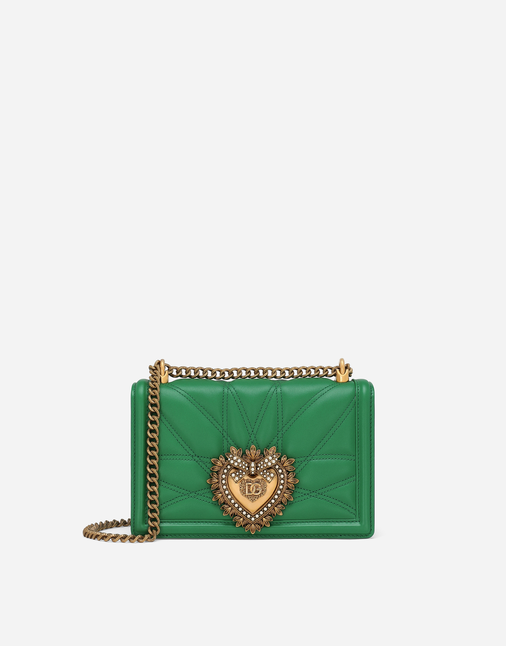 Shop Dolce & Gabbana Medium Devotion Shoulder Bag In Green