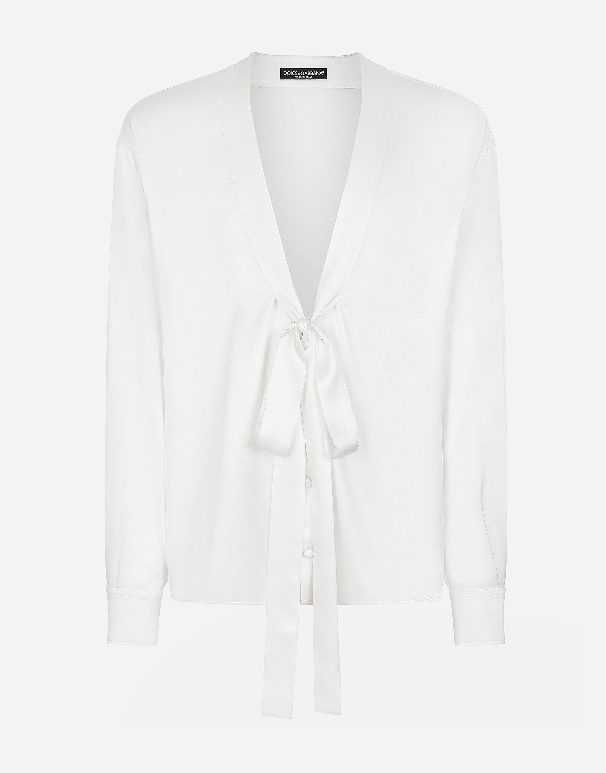 Silk shirt with pussy-bow detail in White for Men